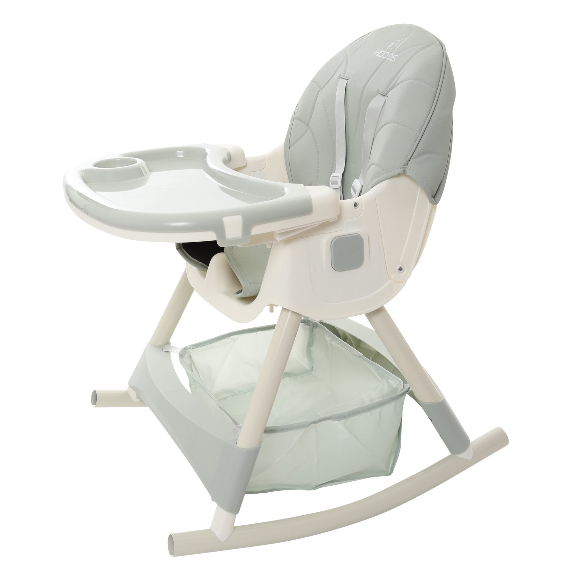 Silla Alta Periquera Bebe Mecedora 5 En 1 Ajustable Plegable Verde Olivo.