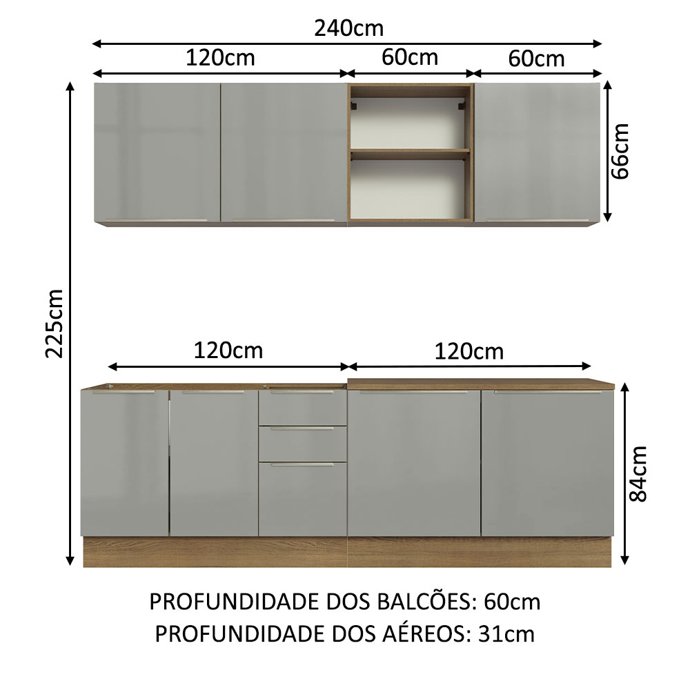 Cocina Integral Completa Modular Madesa Lux 240cm MG 05.