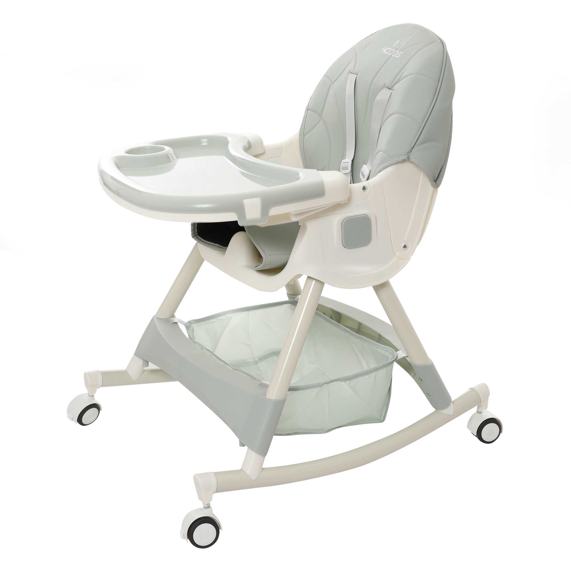 Silla Alta Periquera Bebe Mecedora 5 En 1 Ajustable Plegable Verde Olivo.
