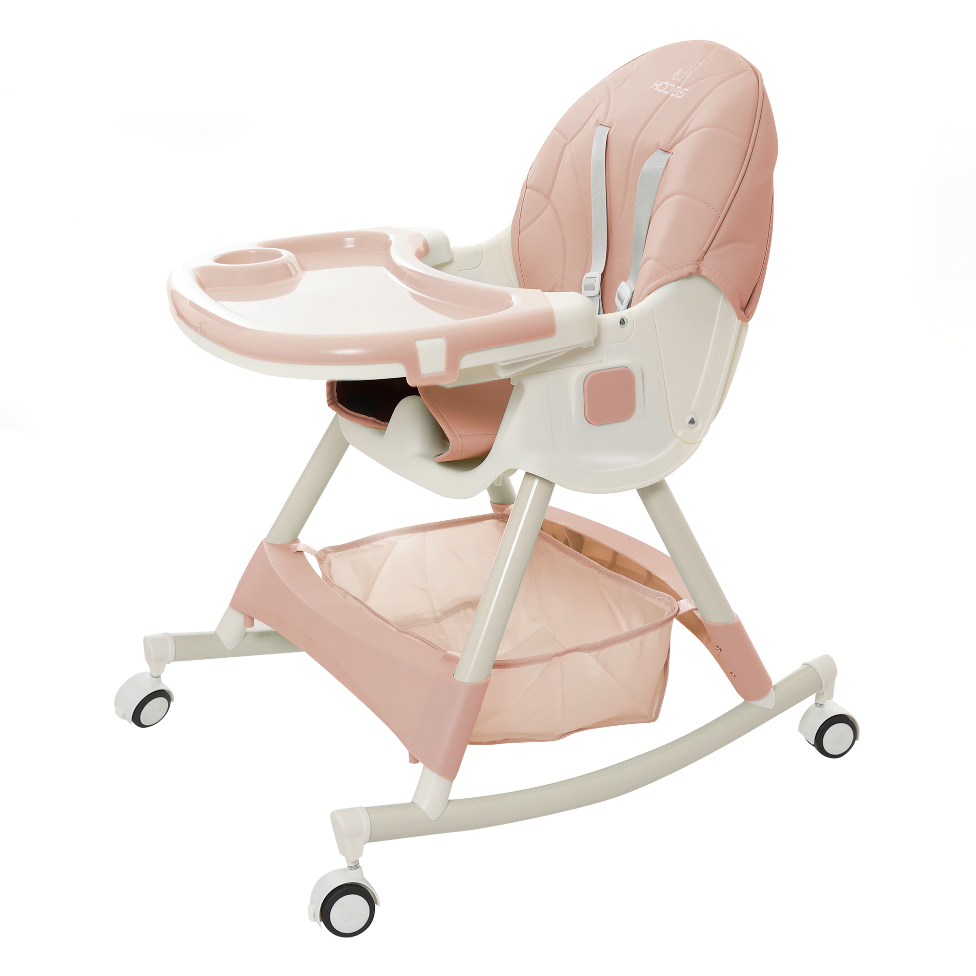 Silla Alta Periquera Bebe Mecedora 5 En 1 Ajustable Plegable ROSA.