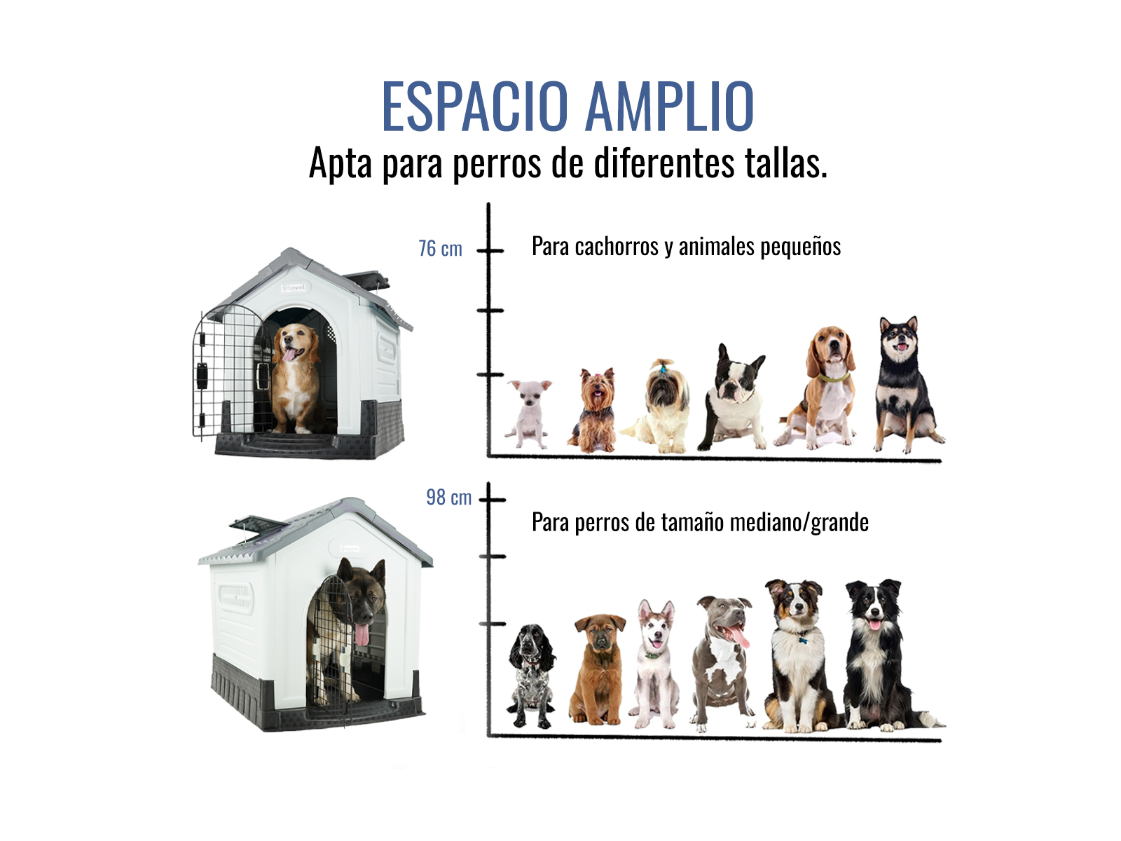 Casa Perro Grande Plegable Térmica Con Puerta Y Ventila Bliss Color Gris .