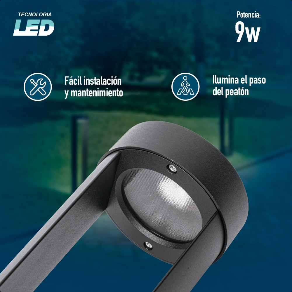 ICON Lampara de Jardín para caminos Tipo Cilindro 9W Luz Cálida 3000K IP65 35 CM