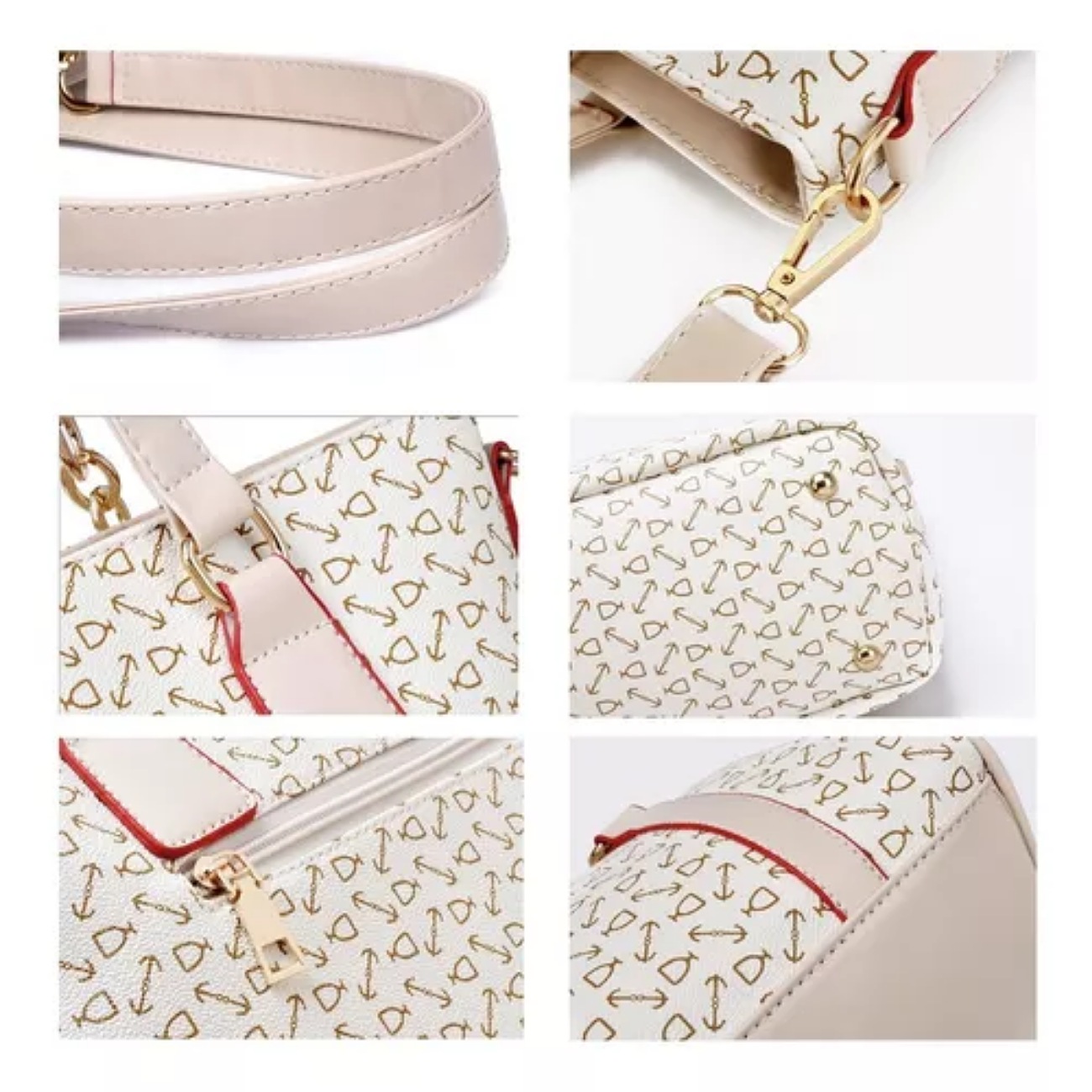 Set 6 Bolsas Mujer Cartera Estampada Moda Dama Cosmetiquera