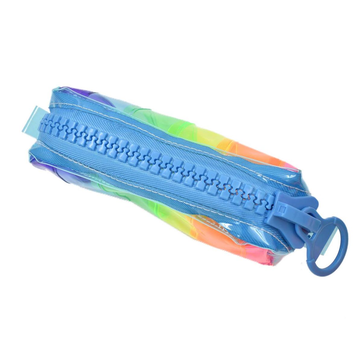 SAFIRIT, Lapicera con textura estuche para lápices multicolor cierre grande azul