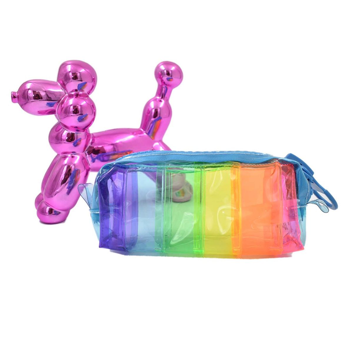 SAFIRIT, Lapicera con textura estuche para lápices multicolor cierre grande azul