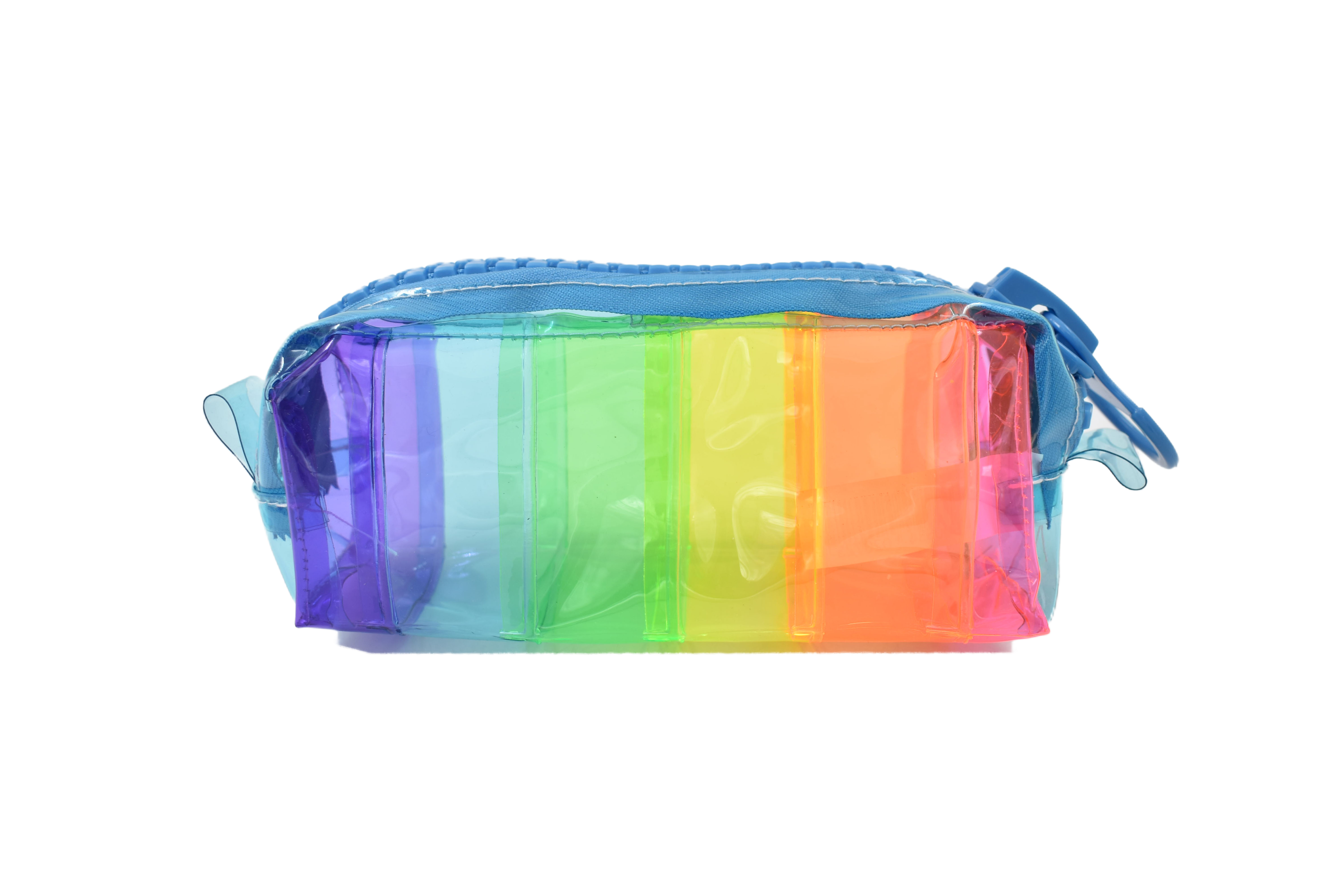 SAFIRIT, Lapicera con textura estuche para lápices multicolor cierre grande azul