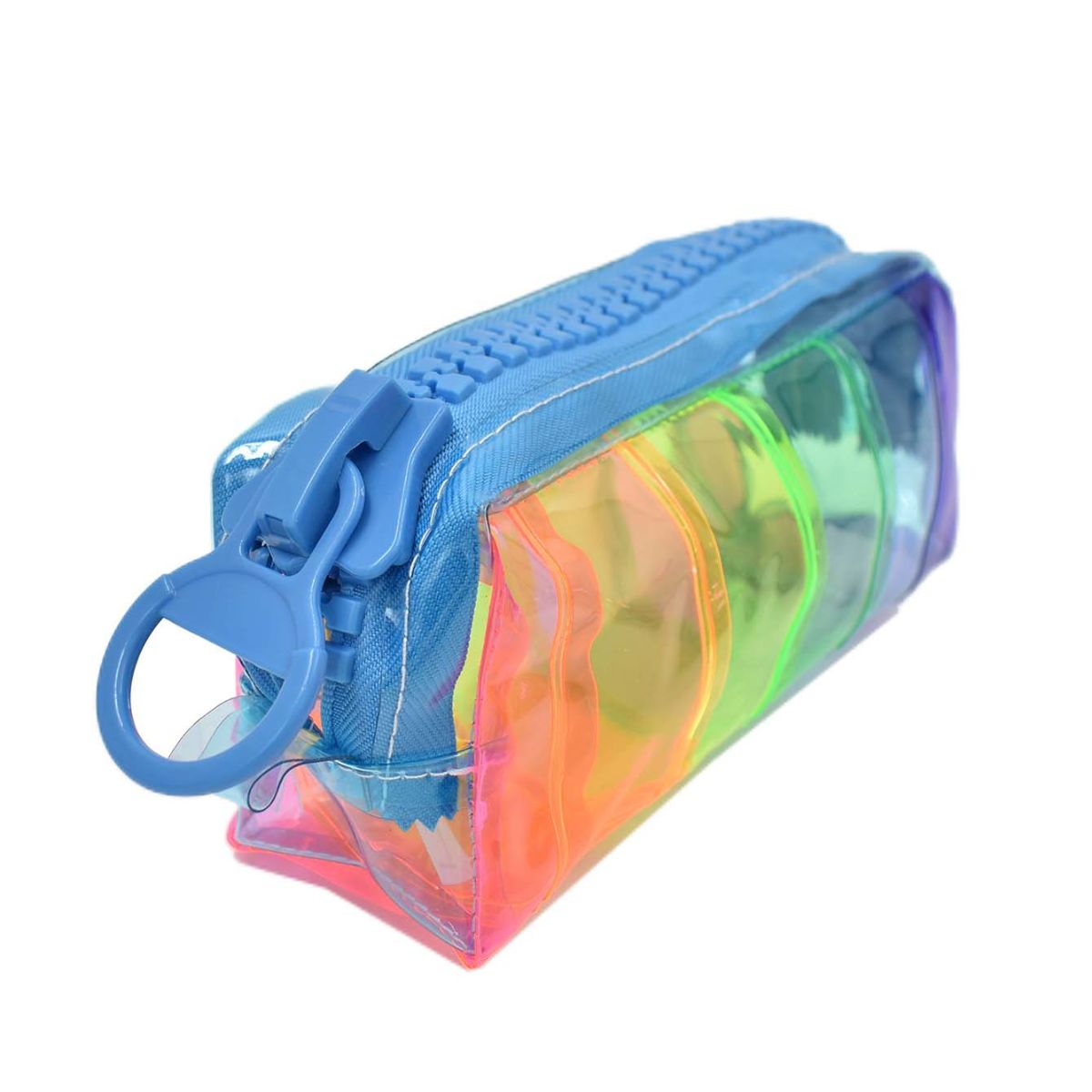 SAFIRIT, Lapicera con textura estuche para lápices multicolor cierre grande azul