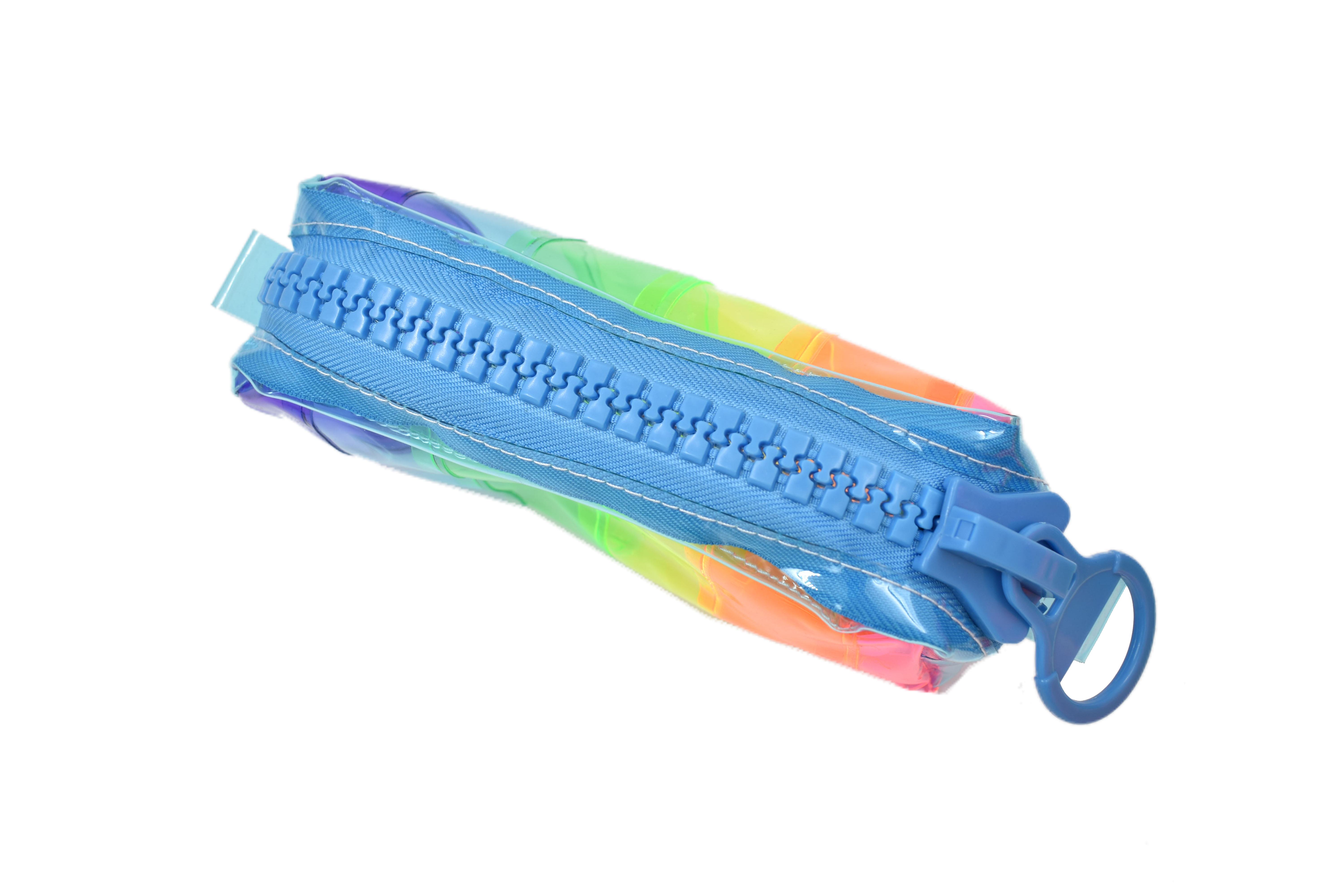 SAFIRIT, Lapicera con textura estuche para lápices multicolor cierre grande azul