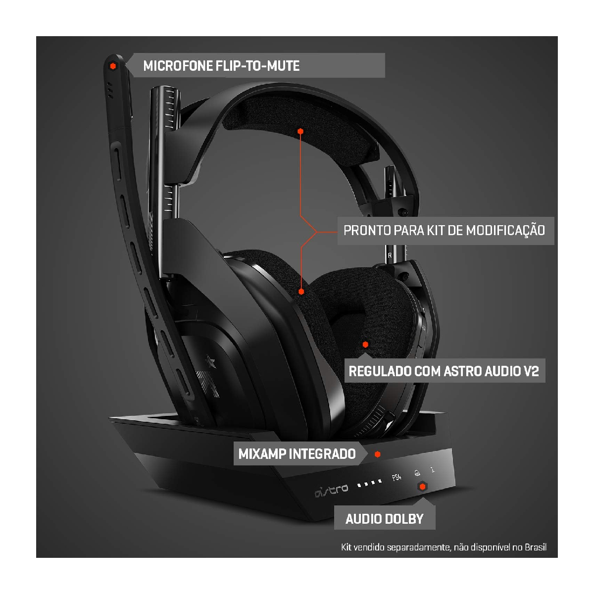 Ps4 Headset Gamer Inalámbrico Astro A50 Negro  Plata.
