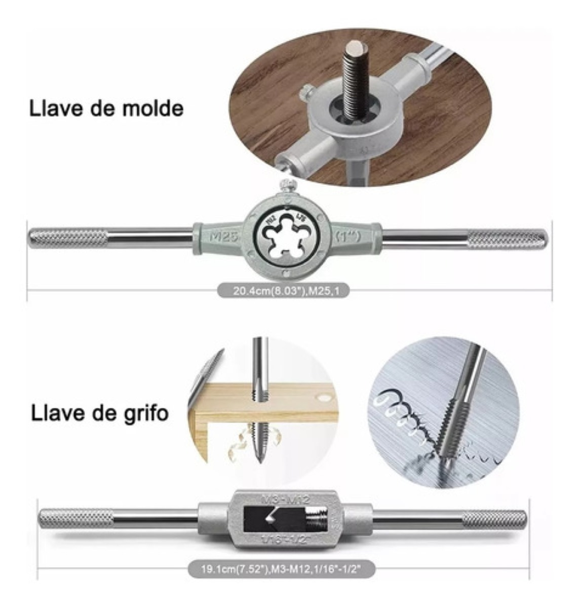 Kit De 12 Machuelos Con Maneral Broca Tipo Matraca Ajustable