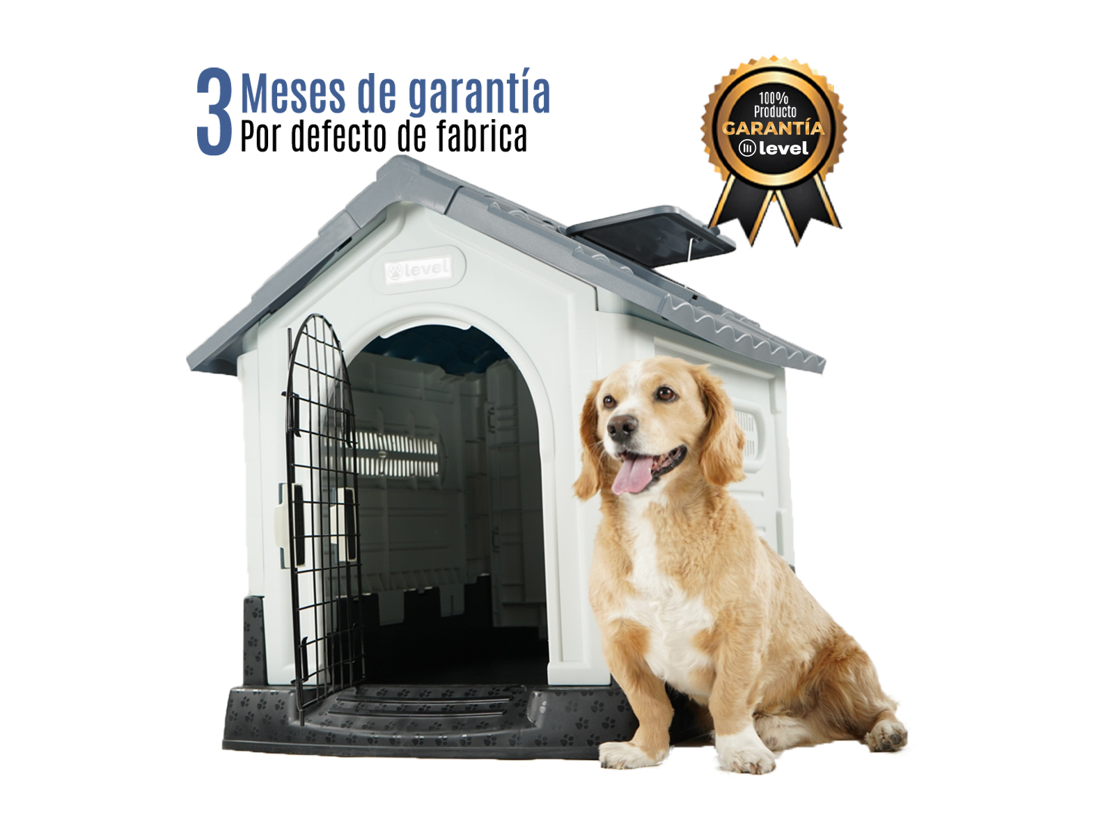 Casa Perro Chica Plegable Térmica Con Puerta Y Ventila Bliss Color Gris.