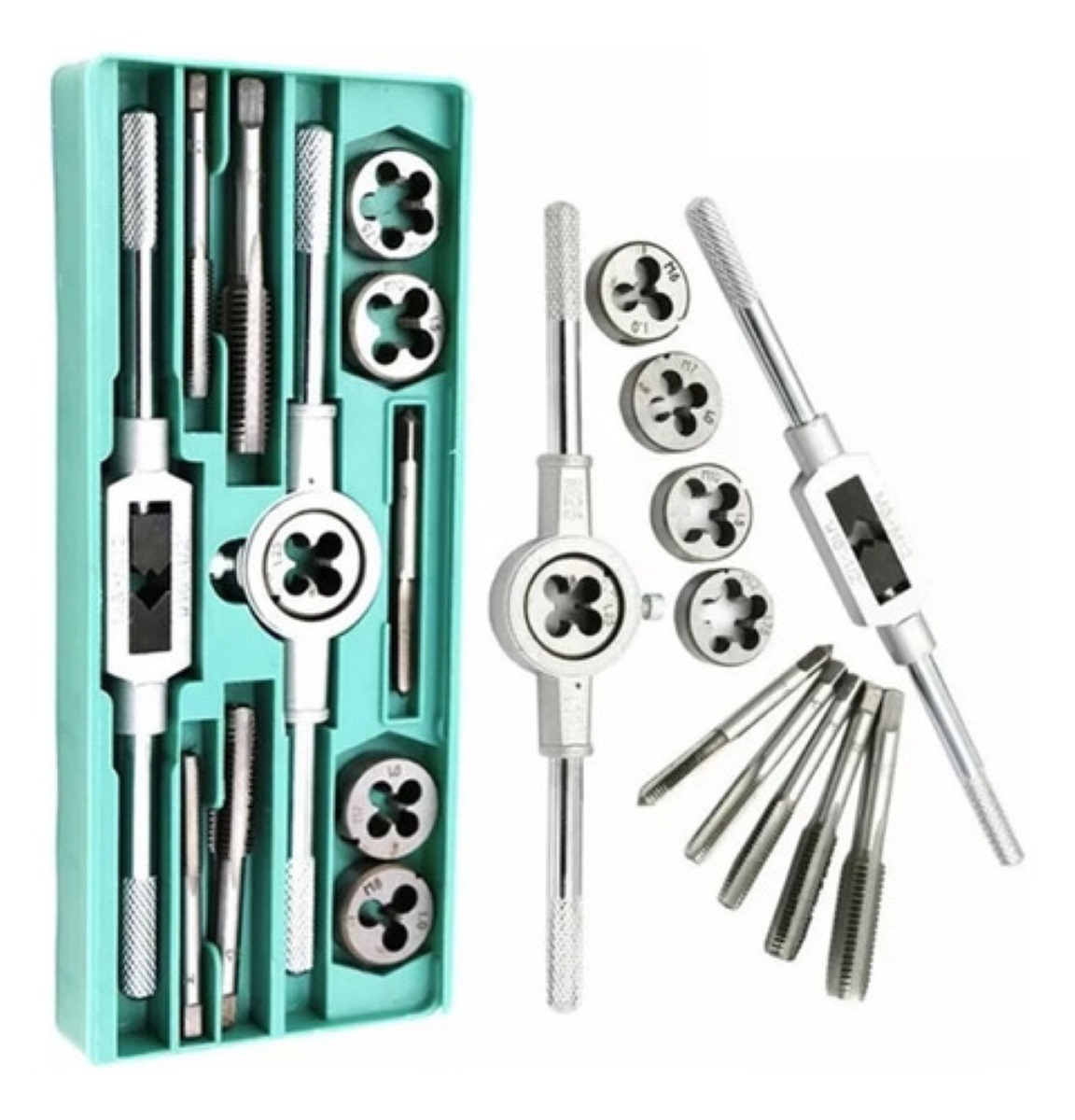 Kit De 12 Machuelos Con Maneral Broca Tipo Matraca Ajustable