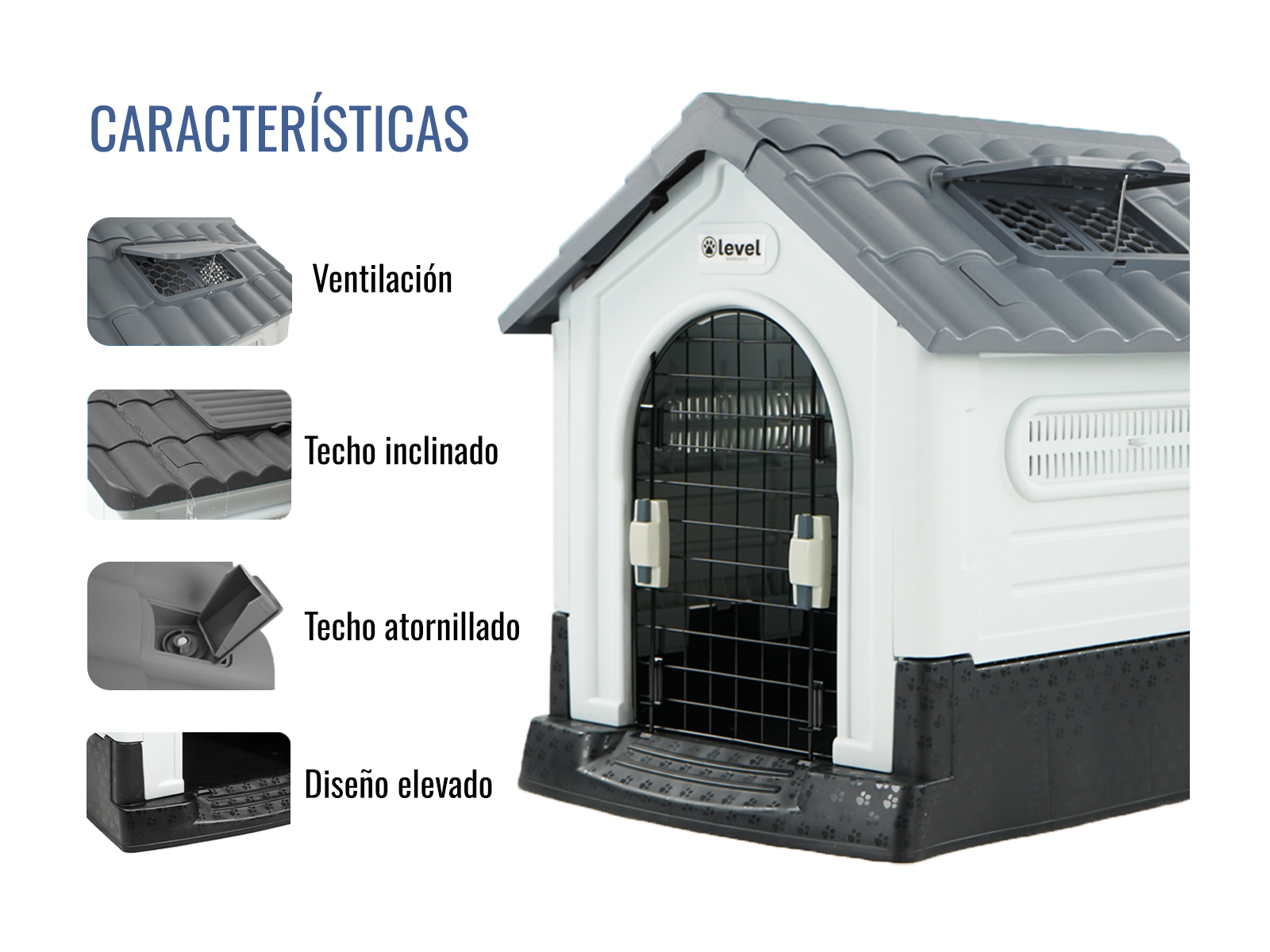 Casa Perro Chica Plegable Térmica Con Puerta Y Ventila Bliss Color Gris.
