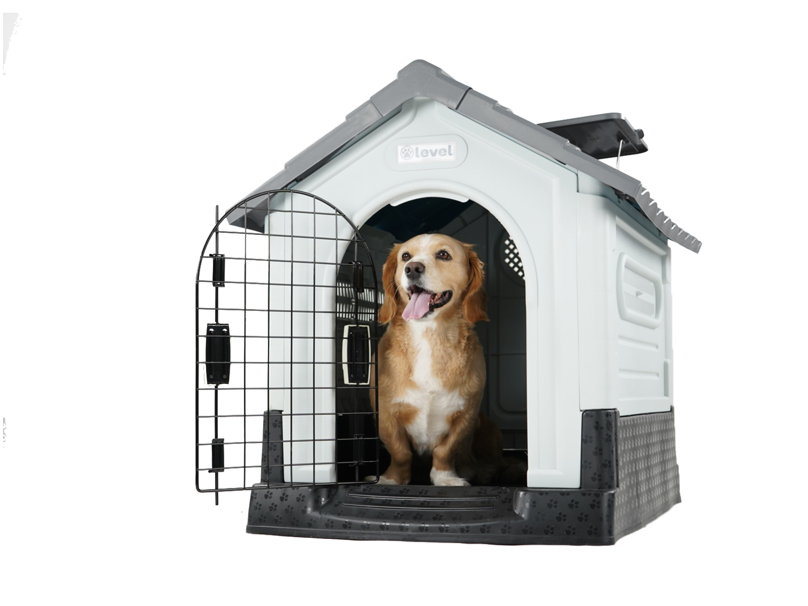Casa Perro Chica Plegable Térmica Con Puerta Y Ventila Bliss Color Gris.