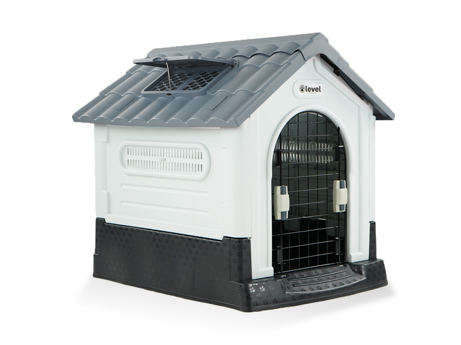Casa Perro Chica Plegable Térmica Con Puerta Y Ventila Bliss Color Gris.