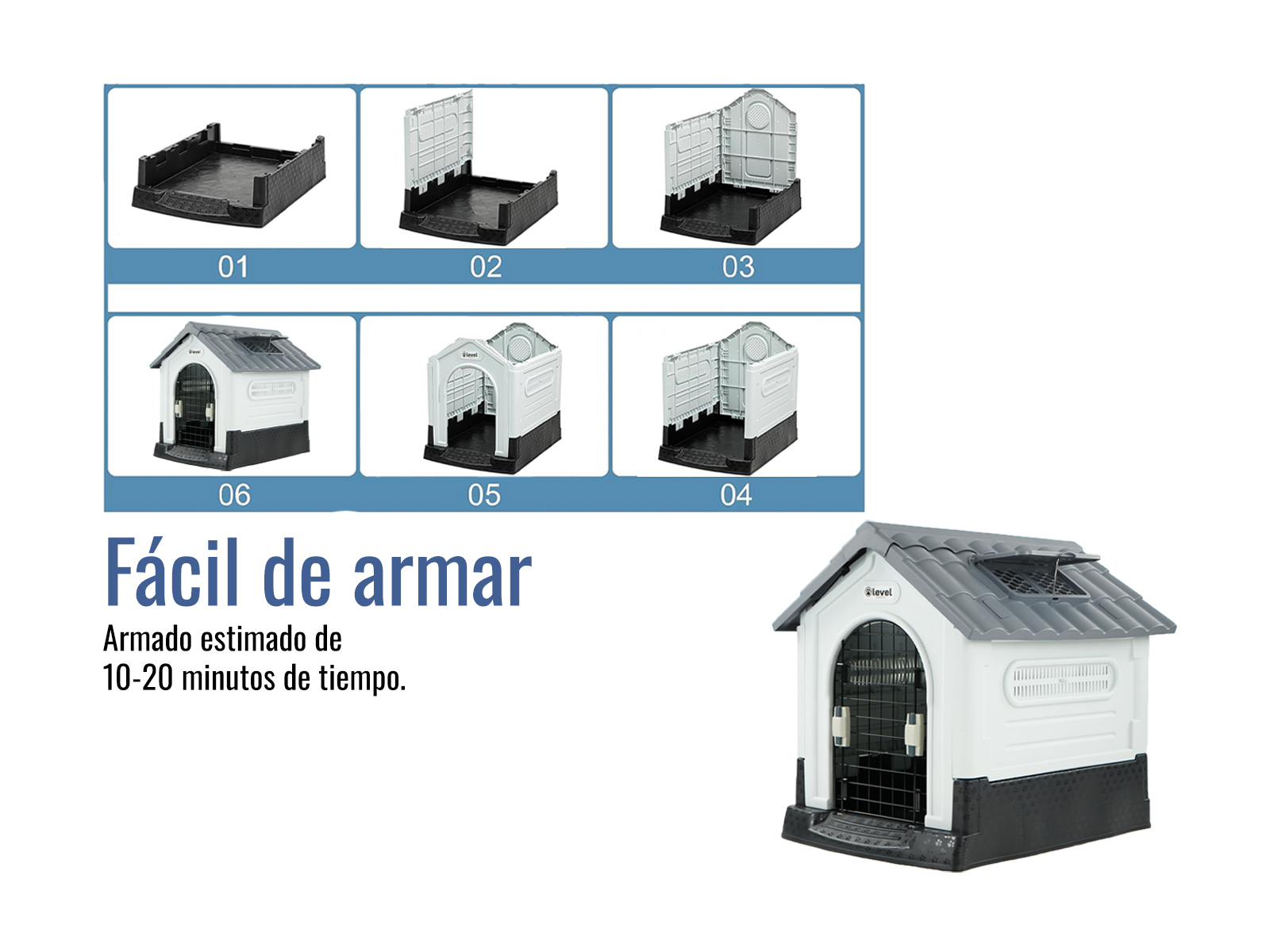 Casa Perro Chica Plegable Térmica Con Puerta Y Ventila Bliss Color Gris.