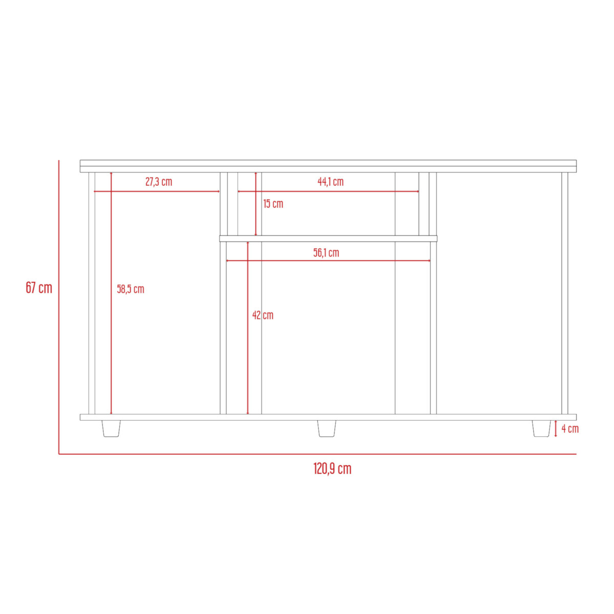 MUEBLE ARMABLE PARA TV DE 50" CON ESPACIOS PARA CONSOLAS DE VIDEOJUEGO O BOCINAS MODELO LANNES