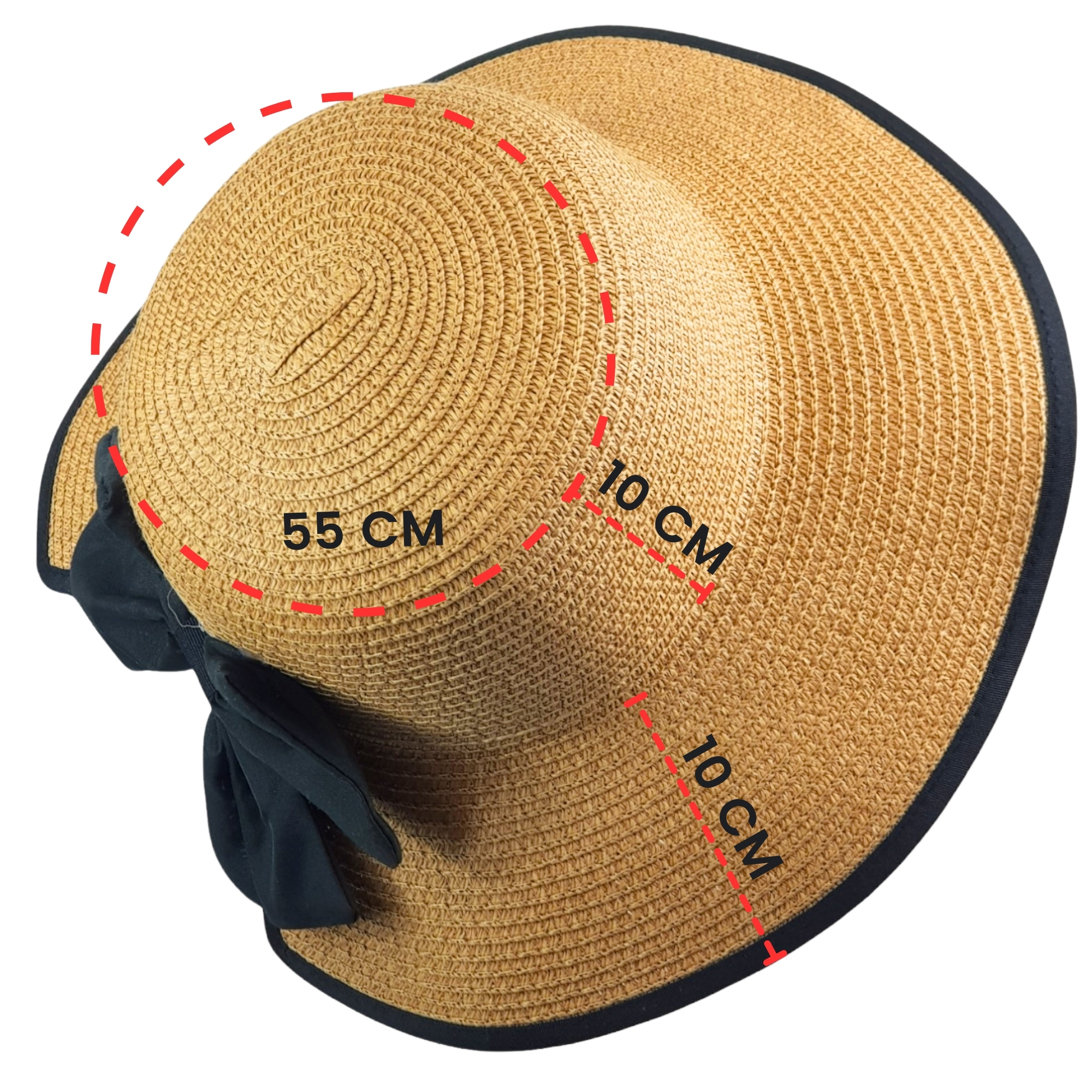 Sombrero de Mujer para Sol Playa Protección Paja Plegable Transpirable - Café.