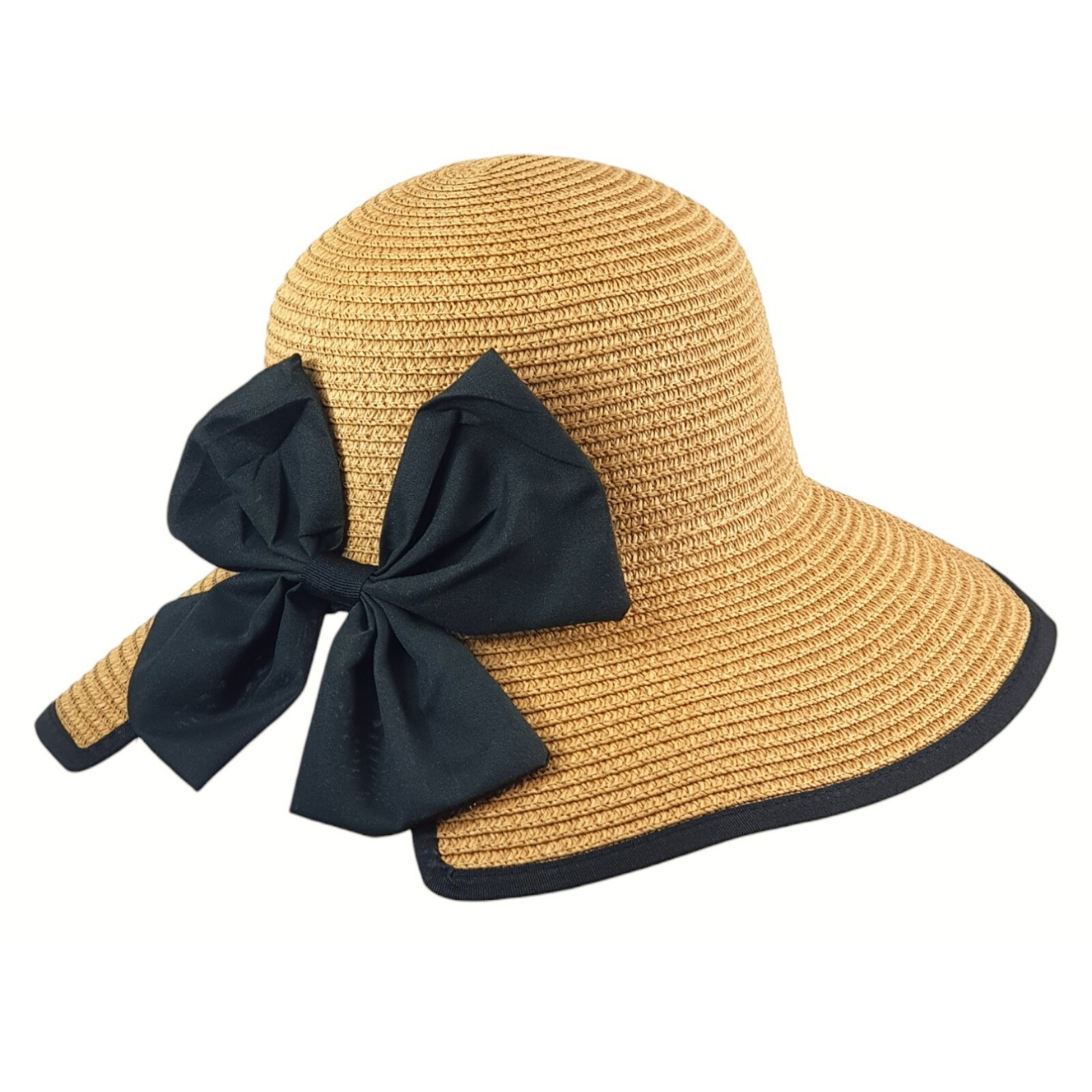 Sombrero de Mujer para Sol Playa Protección Paja Plegable Transpirable - Café.