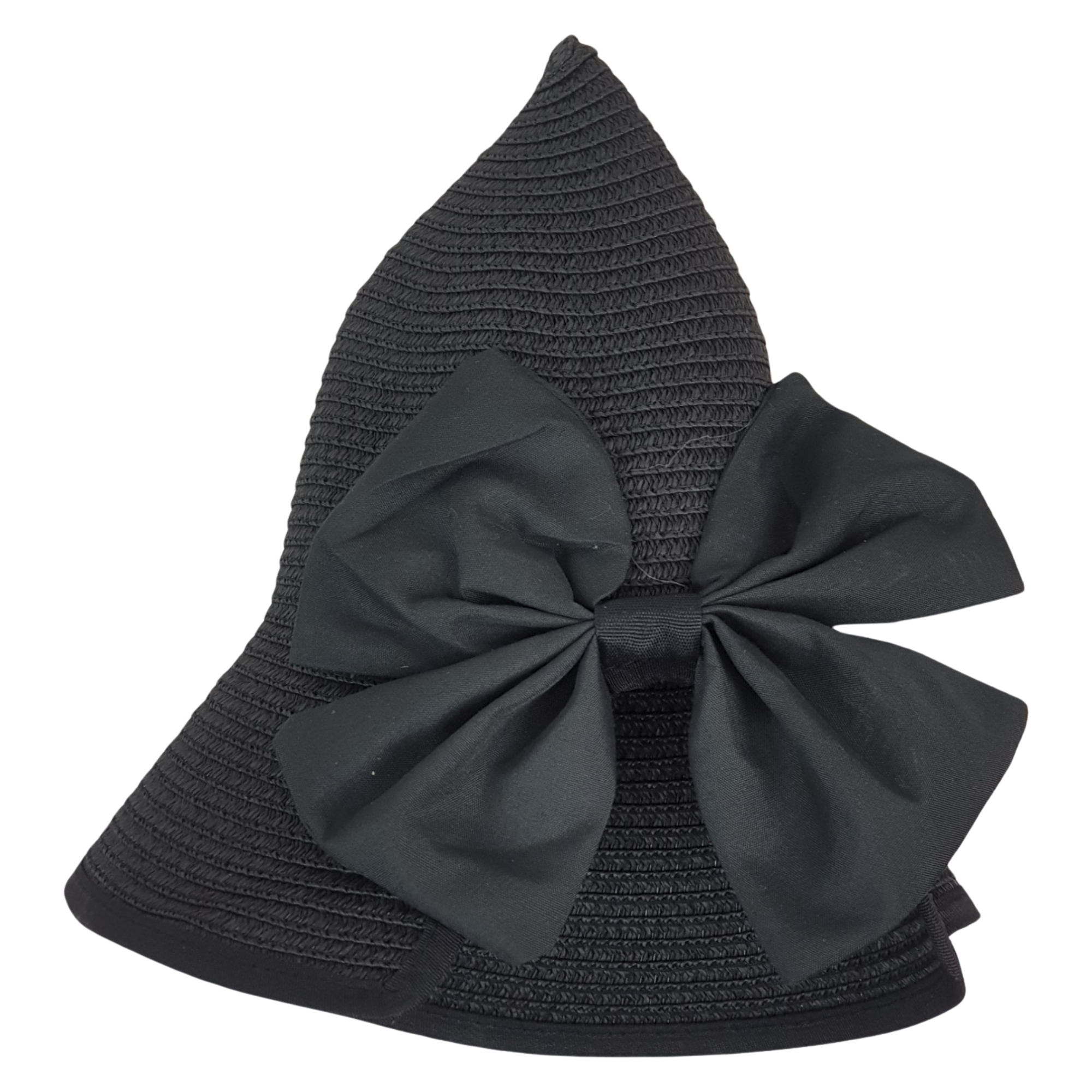 Sombrero de Mujer para Sol Playa Protección Paja Plegable Transpirable - Negro.