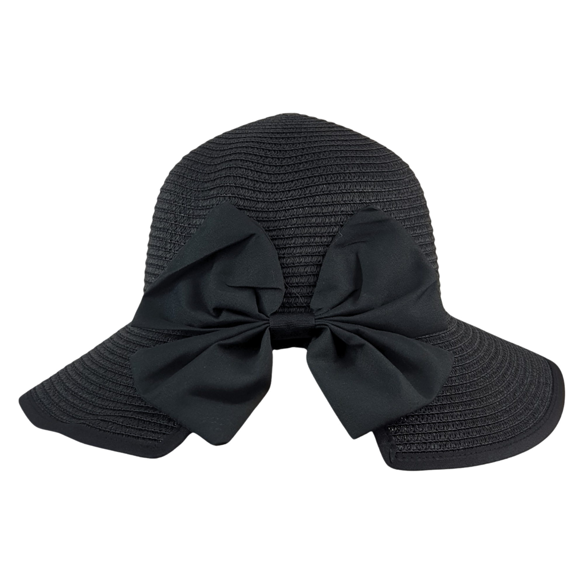 Sombrero de Mujer para Sol Playa Protección Paja Plegable Transpirable - Negro.