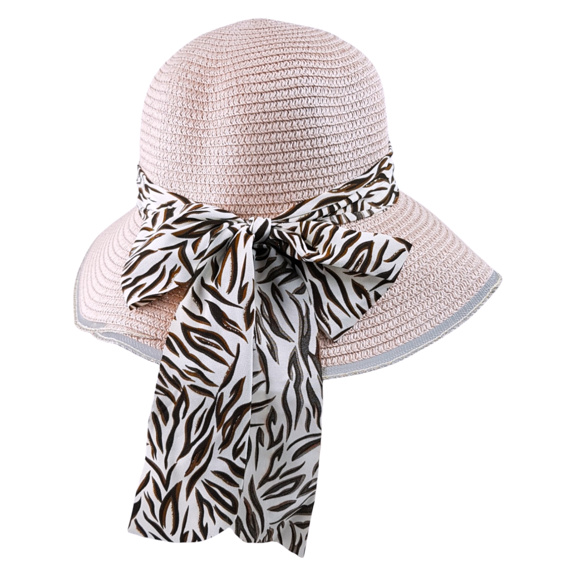 Sombrero de Mujer de Ala Ancha Sol Playa Protección Paja Plegable - Rosa.