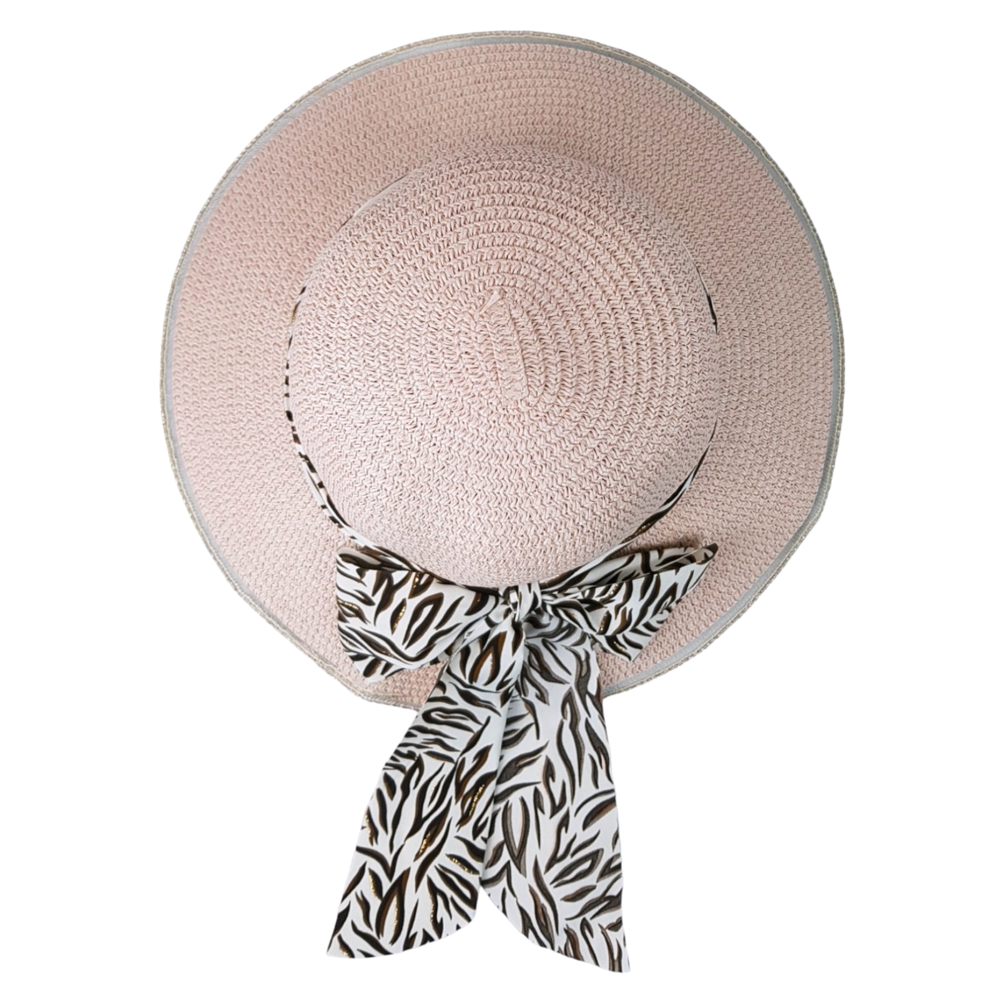 Sombrero de Mujer de Ala Ancha Sol Playa Protección Paja Plegable - Rosa.