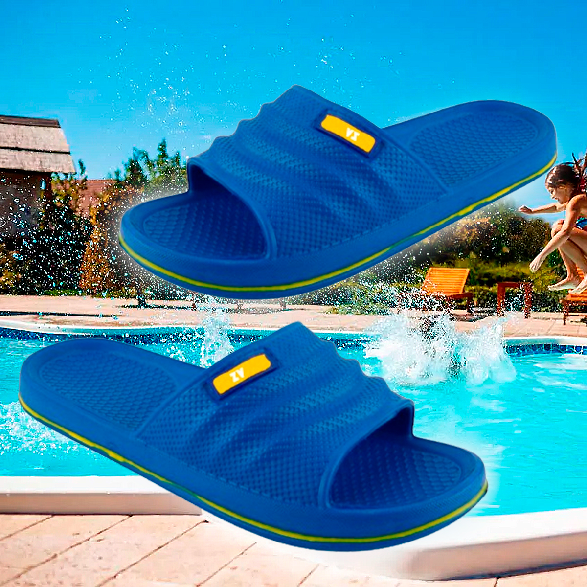 Sandalias  Playa Chancla Alberca Hombre azul sport-m