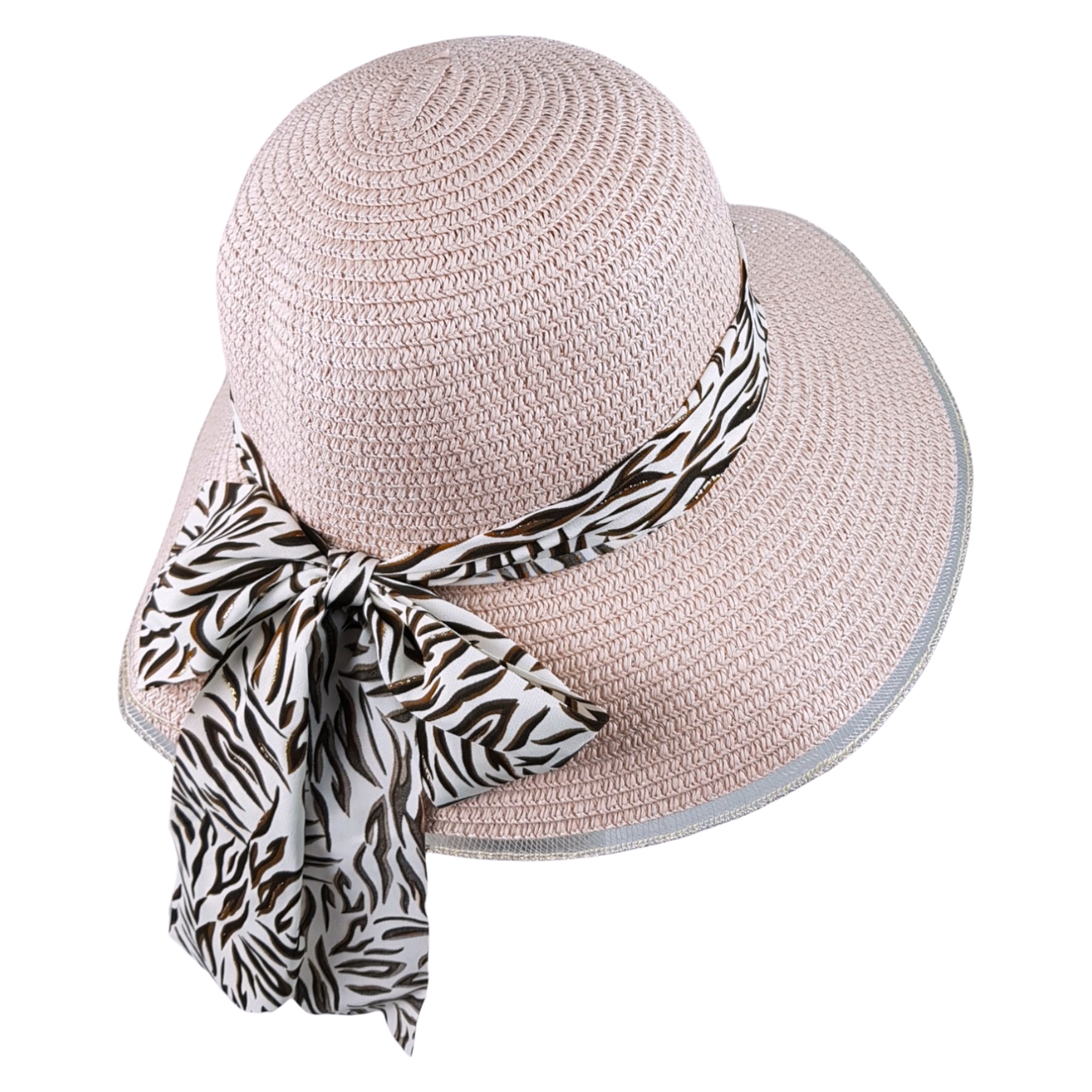 Sombrero de Mujer de Ala Ancha Sol Playa Protección Paja Plegable - Rosa.