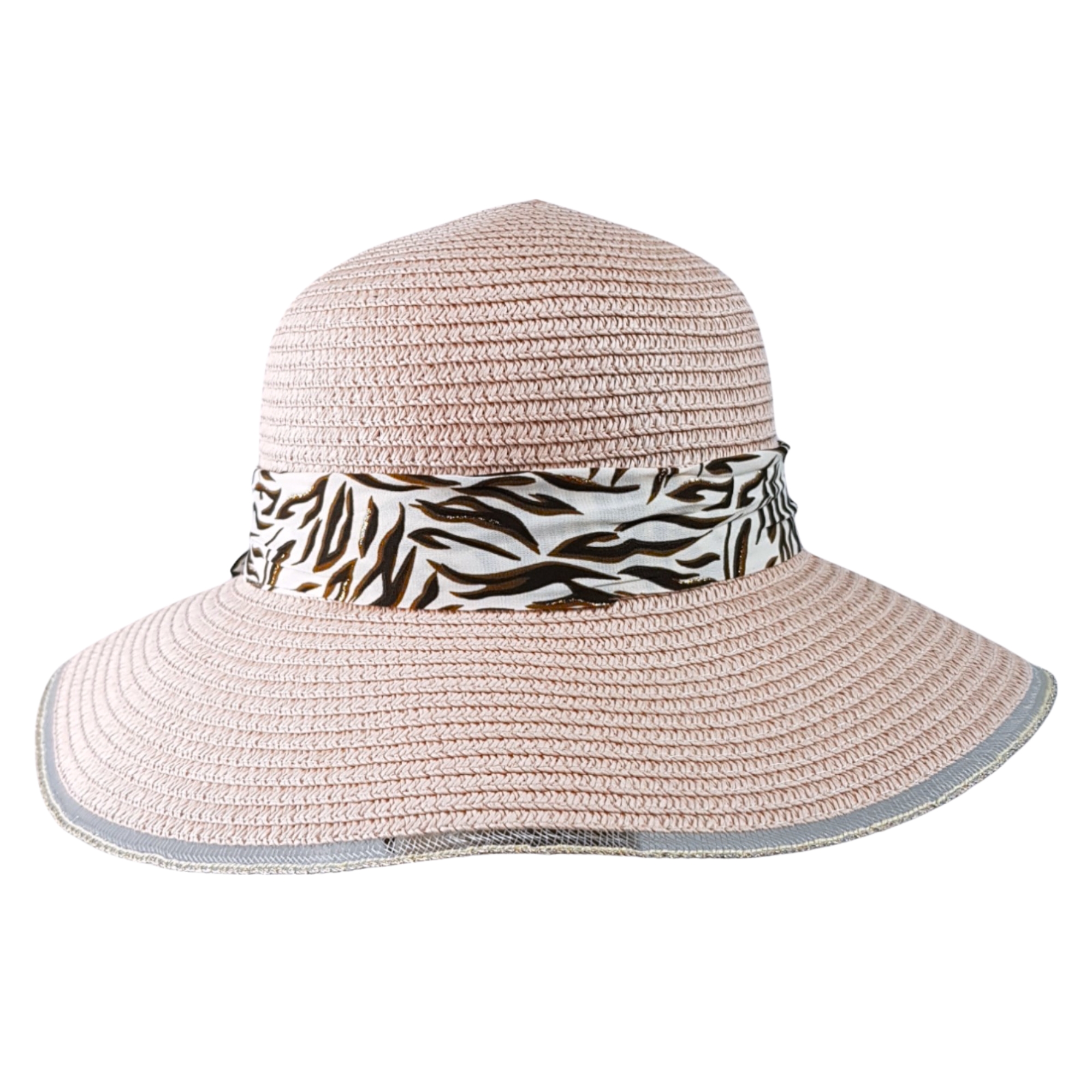 Sombrero de Mujer de Ala Ancha Sol Playa Protección Paja Plegable - Rosa.