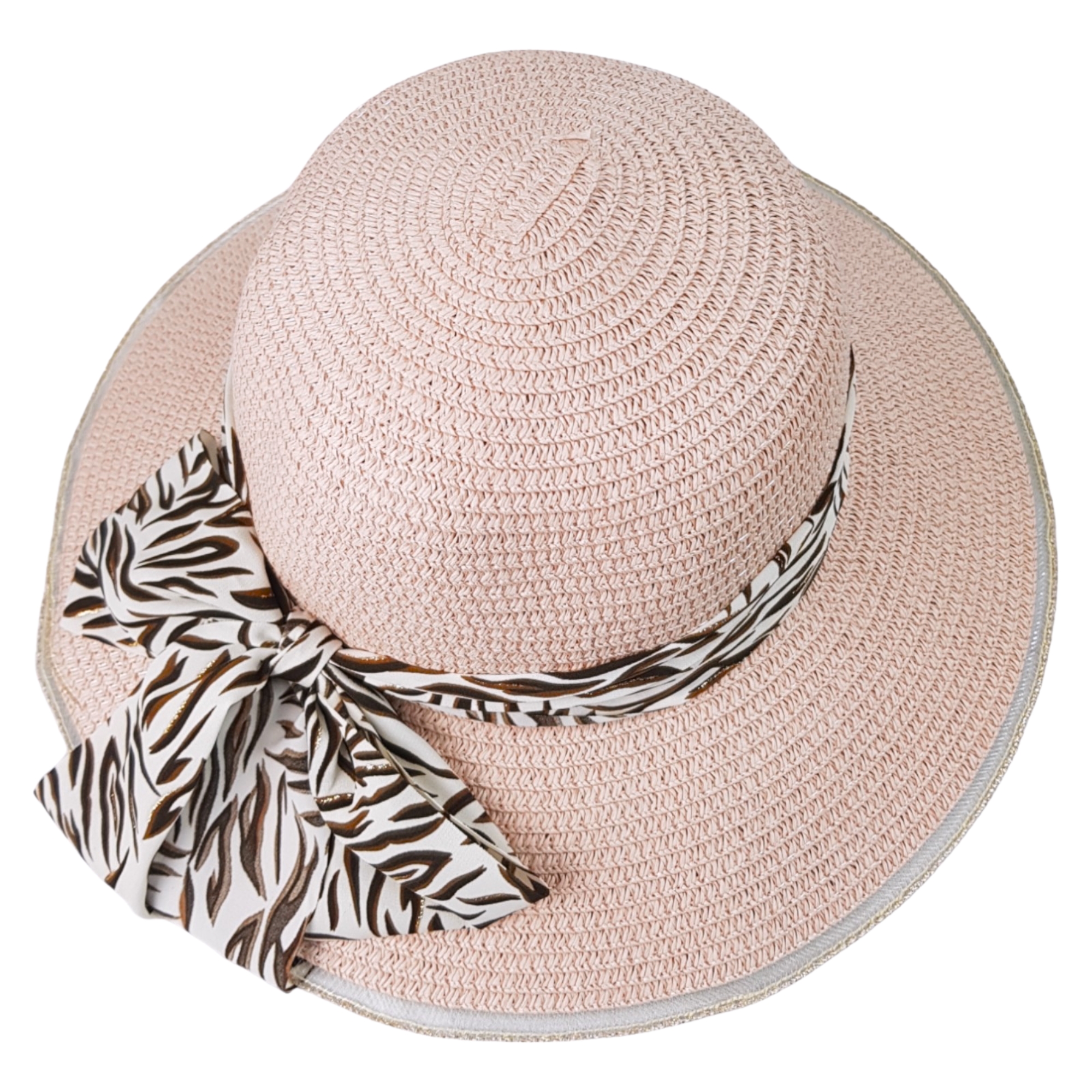 Sombrero de Mujer de Ala Ancha Sol Playa Protección Paja Plegable - Rosa.