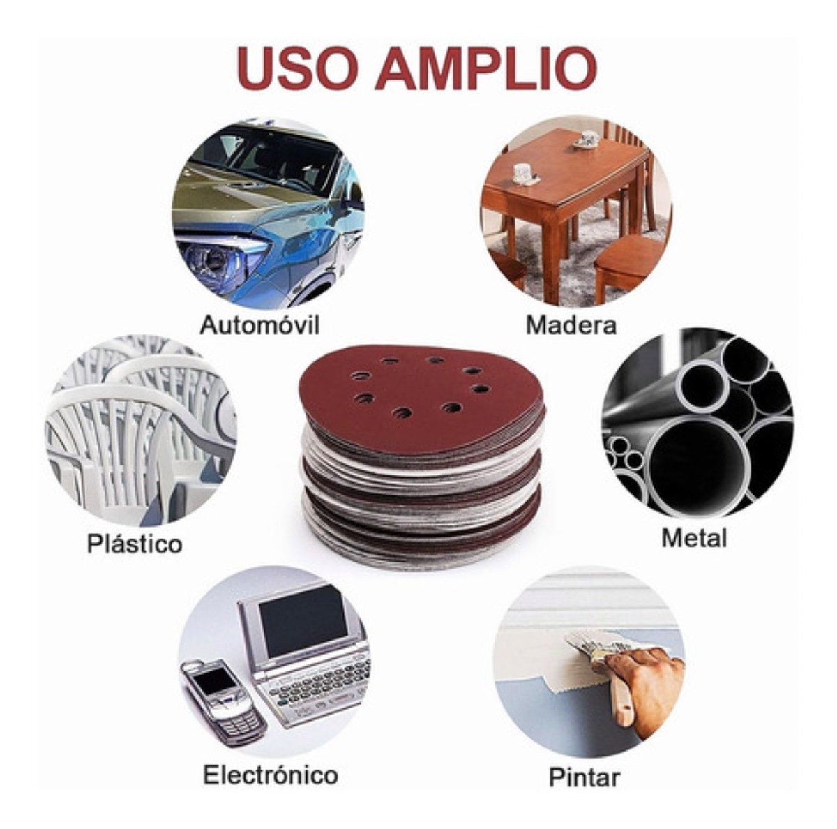 100 Discos De Lijas Orbital De 5 Pulgadas 80-3000 10tamaños