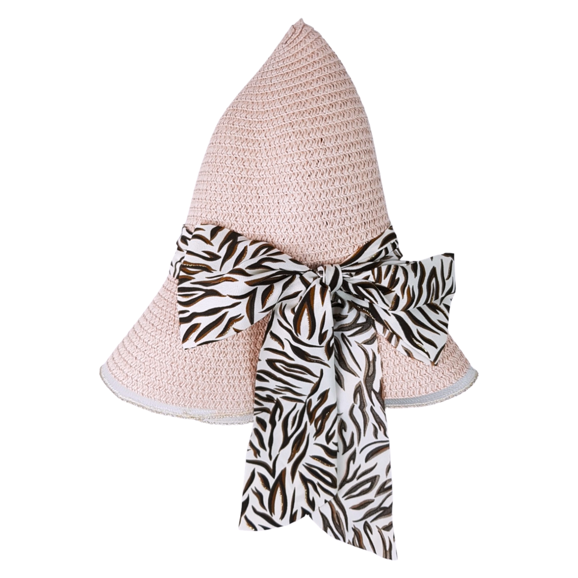 Sombrero de Mujer de Ala Ancha Sol Playa Protección Paja Plegable - Rosa.