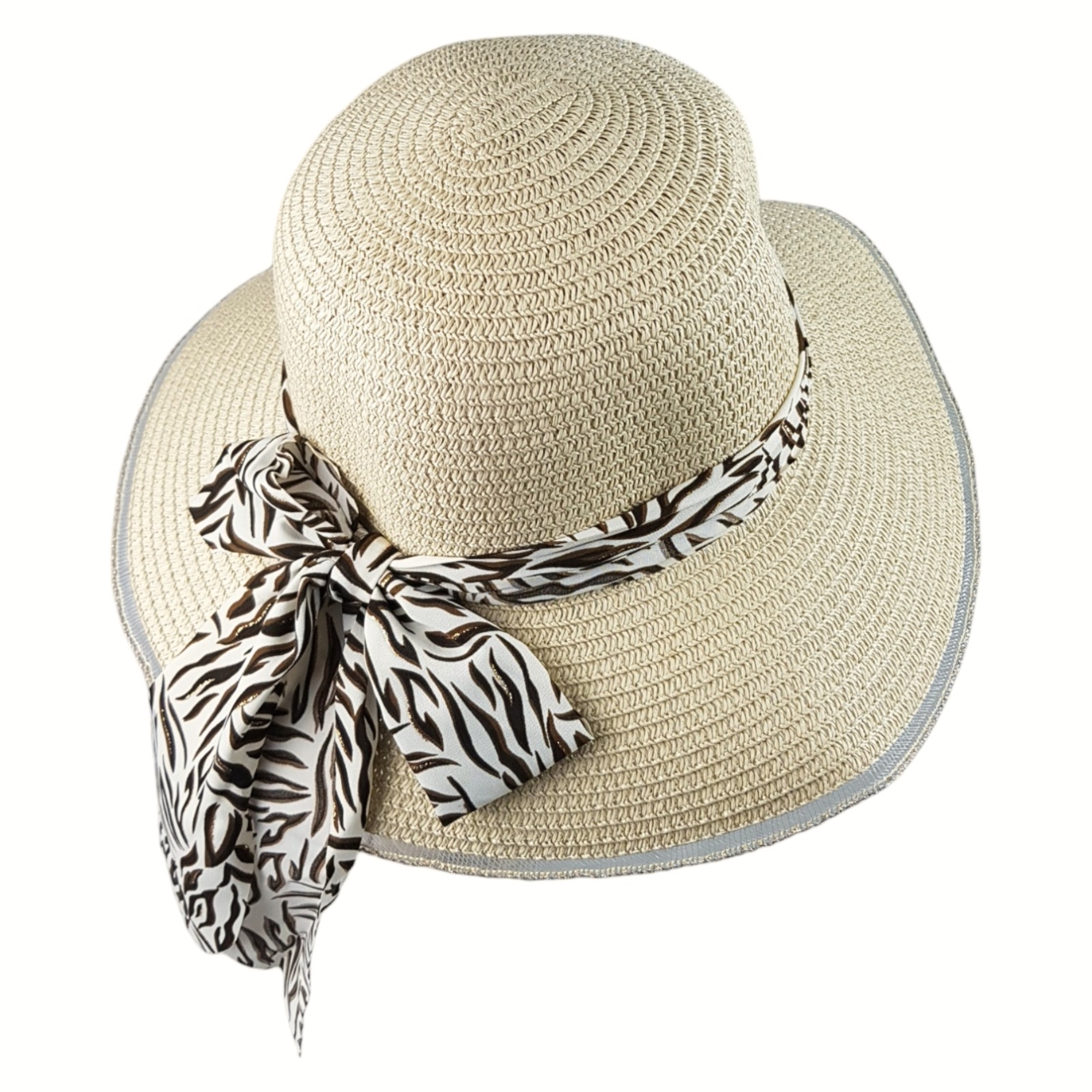   Sombrero de Playa para Mujer con Ala de 9 cm y Plegable, Diseño con Resorte para Mantener Fijo, Protección UV - Beige.