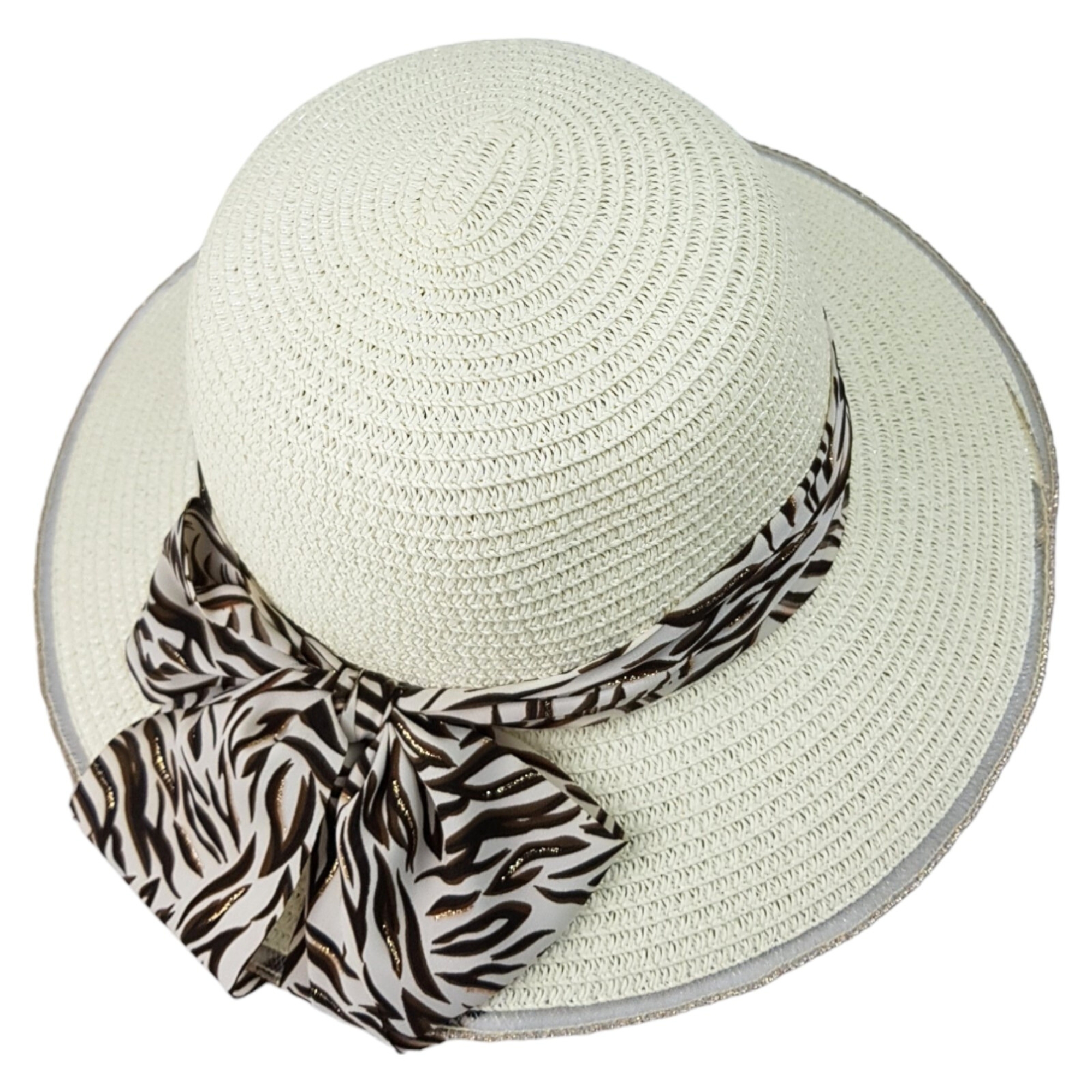   Sombrero de Playa para Mujer con Ala de 9 cm y Plegable, Diseño con Resorte para Mantener Fijo, Protección UV - Blanco.