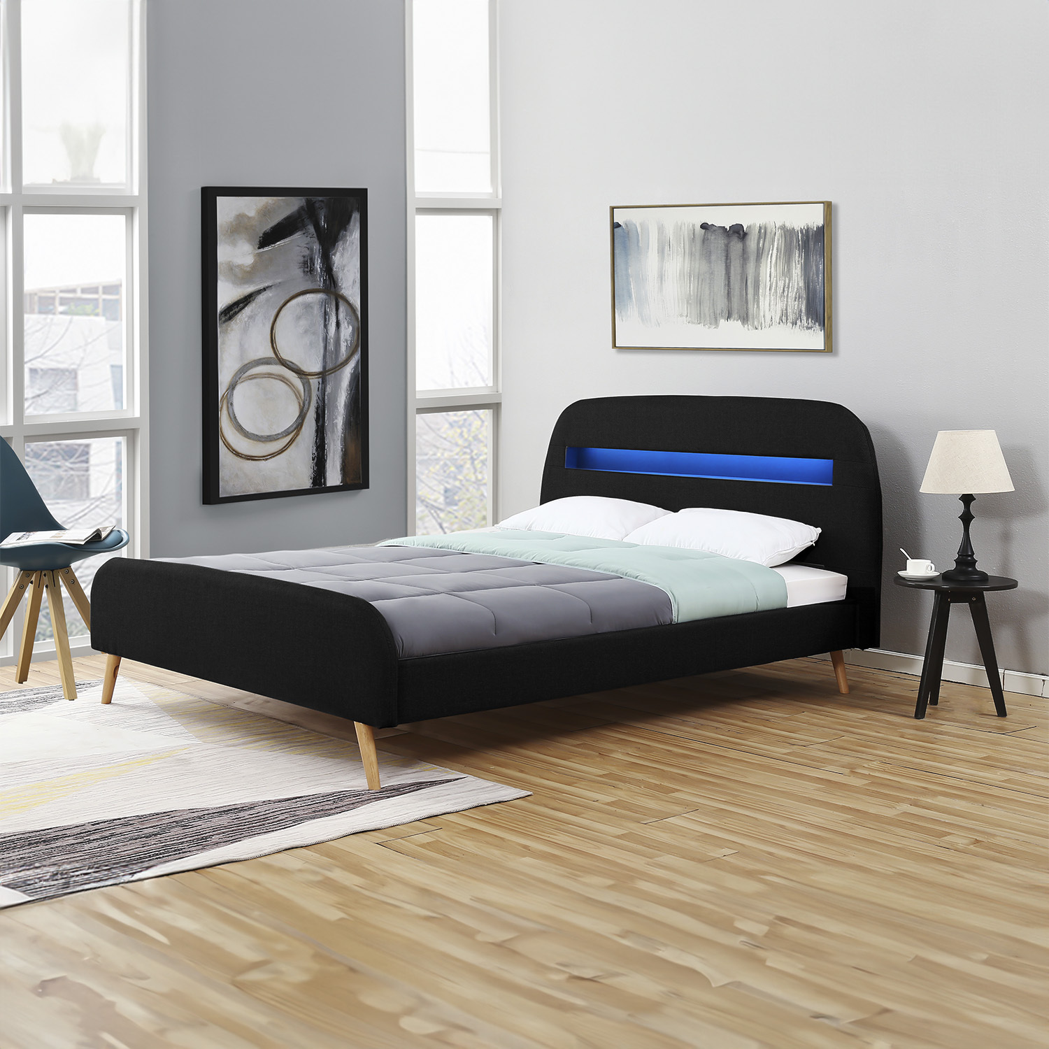 Base King Size Moderno Luces Led Bossa Diamond.