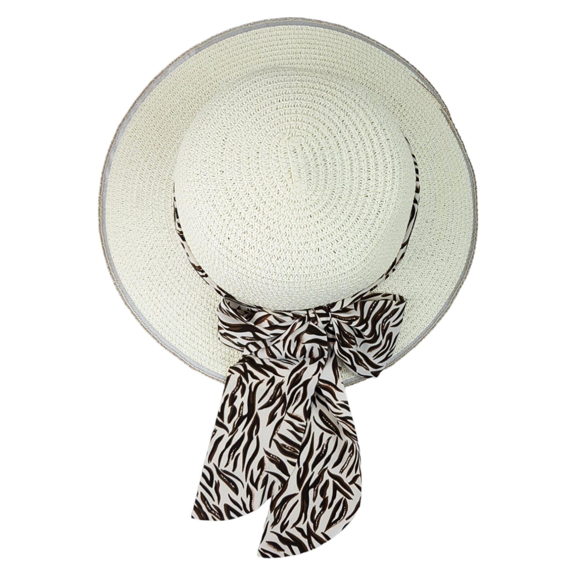   Sombrero de Playa para Mujer con Ala de 9 cm y Plegable, Diseño con Resorte para Mantener Fijo, Protección UV - Blanco.