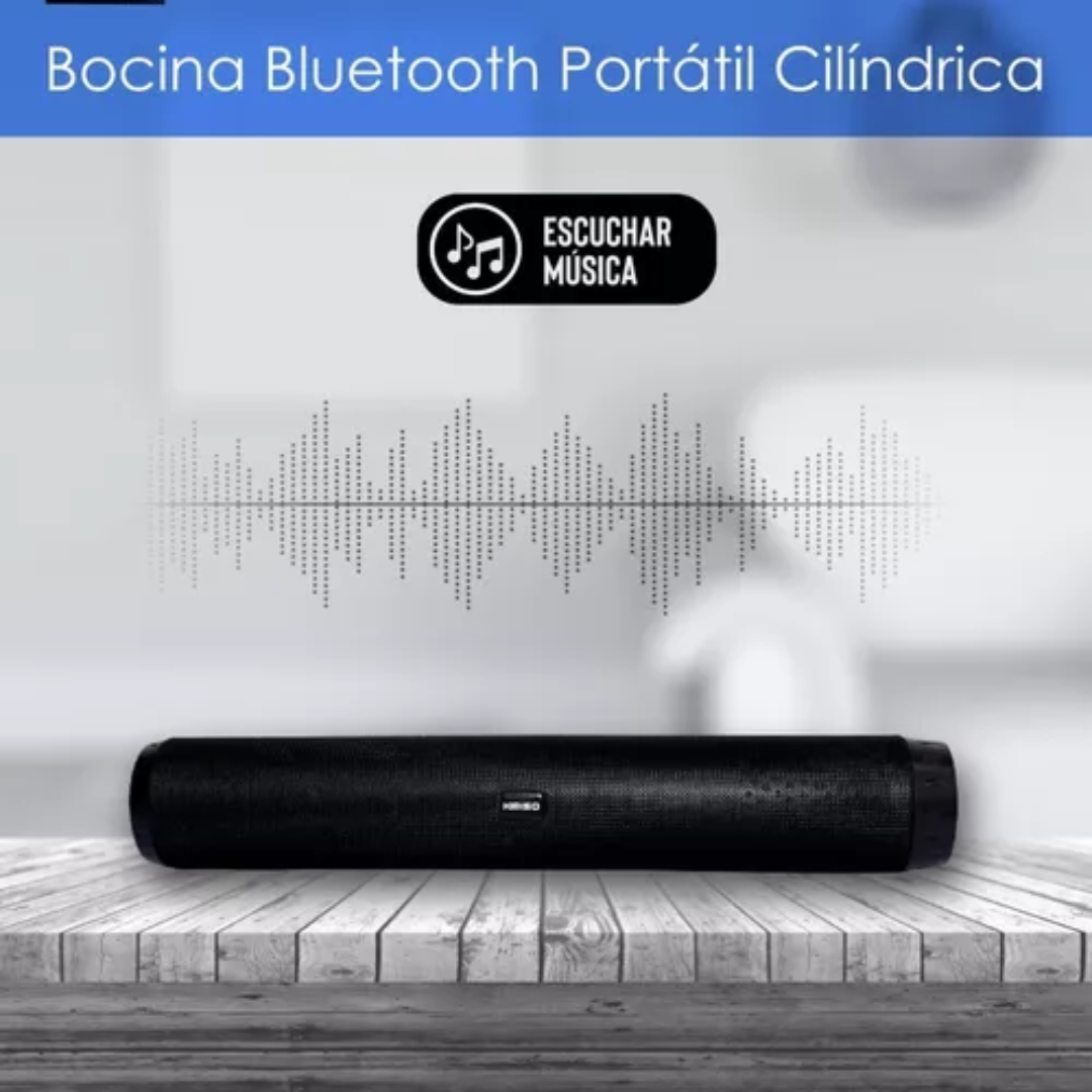Bocina Bluetooth Portátil Cilíndrica (Tipo barra de sonido)