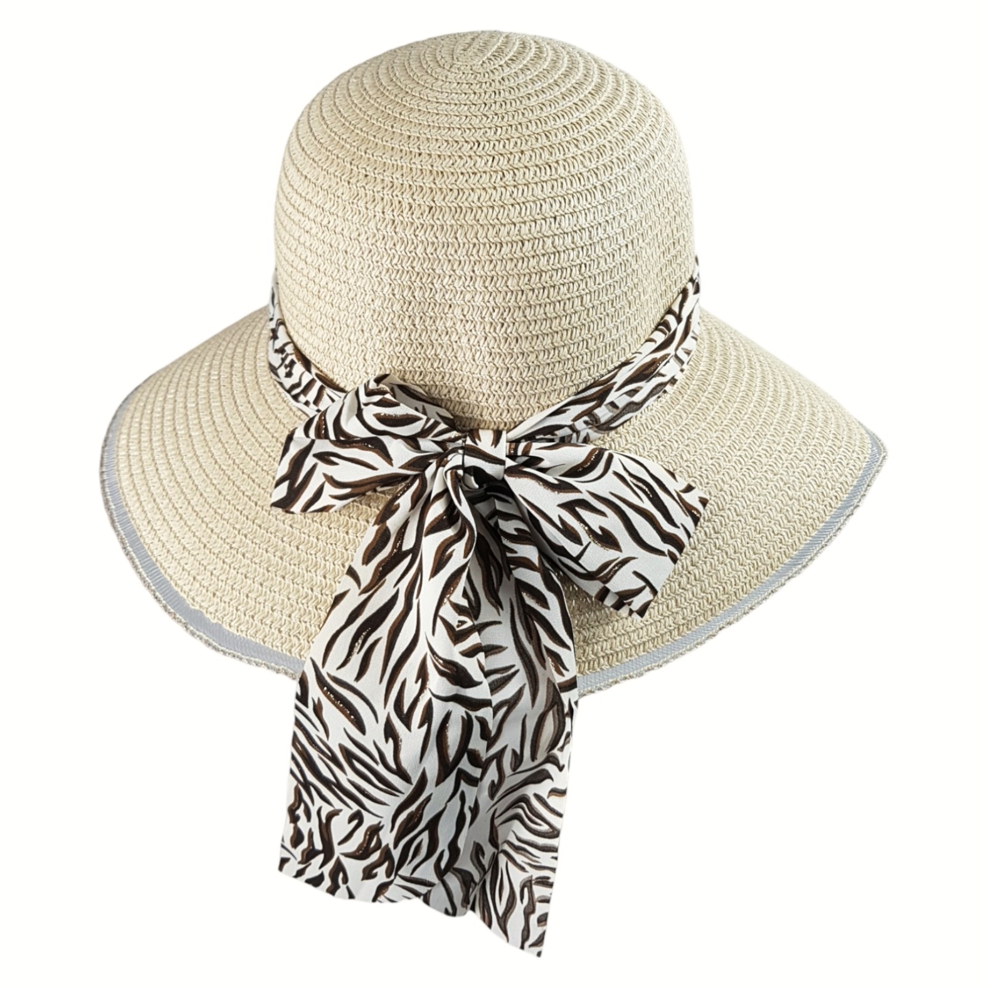   Sombrero de Playa para Mujer con Ala de 9 cm y Plegable, Diseño con Resorte para Mantener Fijo, Protección UV - Beige.