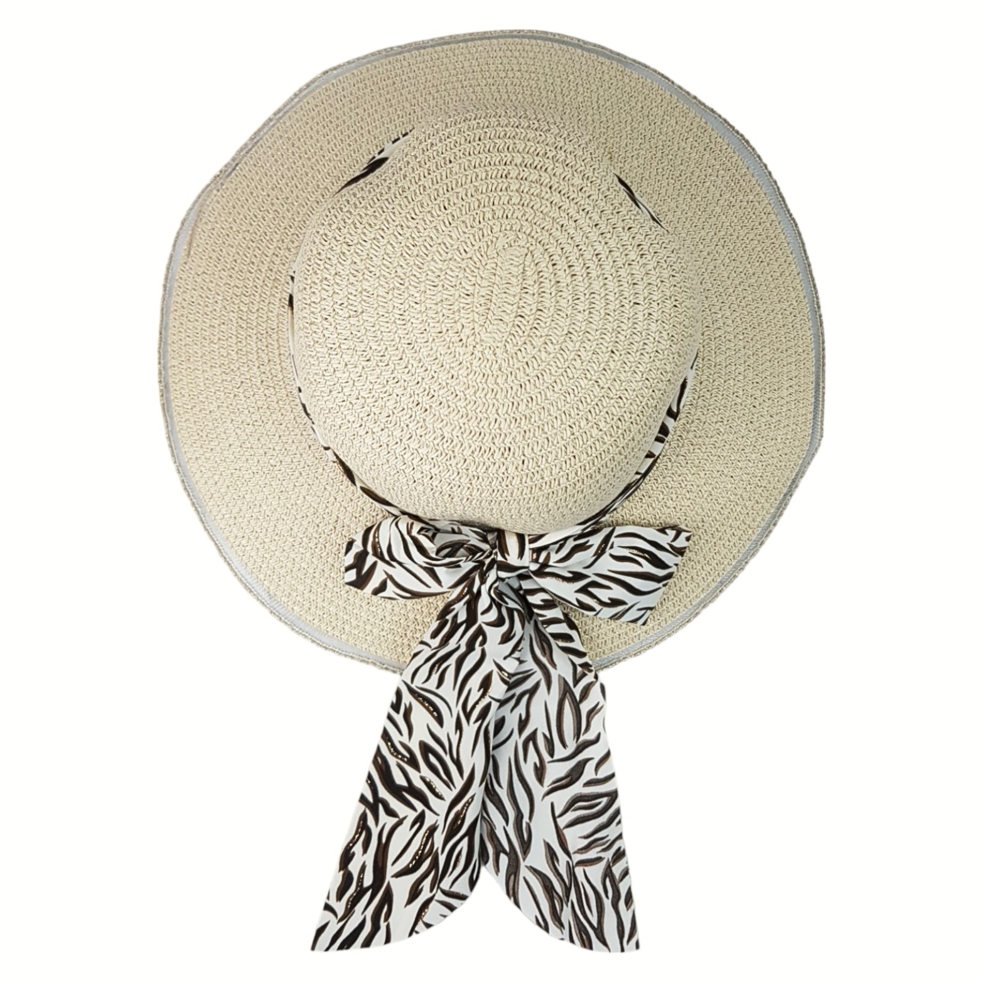   Sombrero de Playa para Mujer con Ala de 9 cm y Plegable, Diseño con Resorte para Mantener Fijo, Protección UV - Beige.