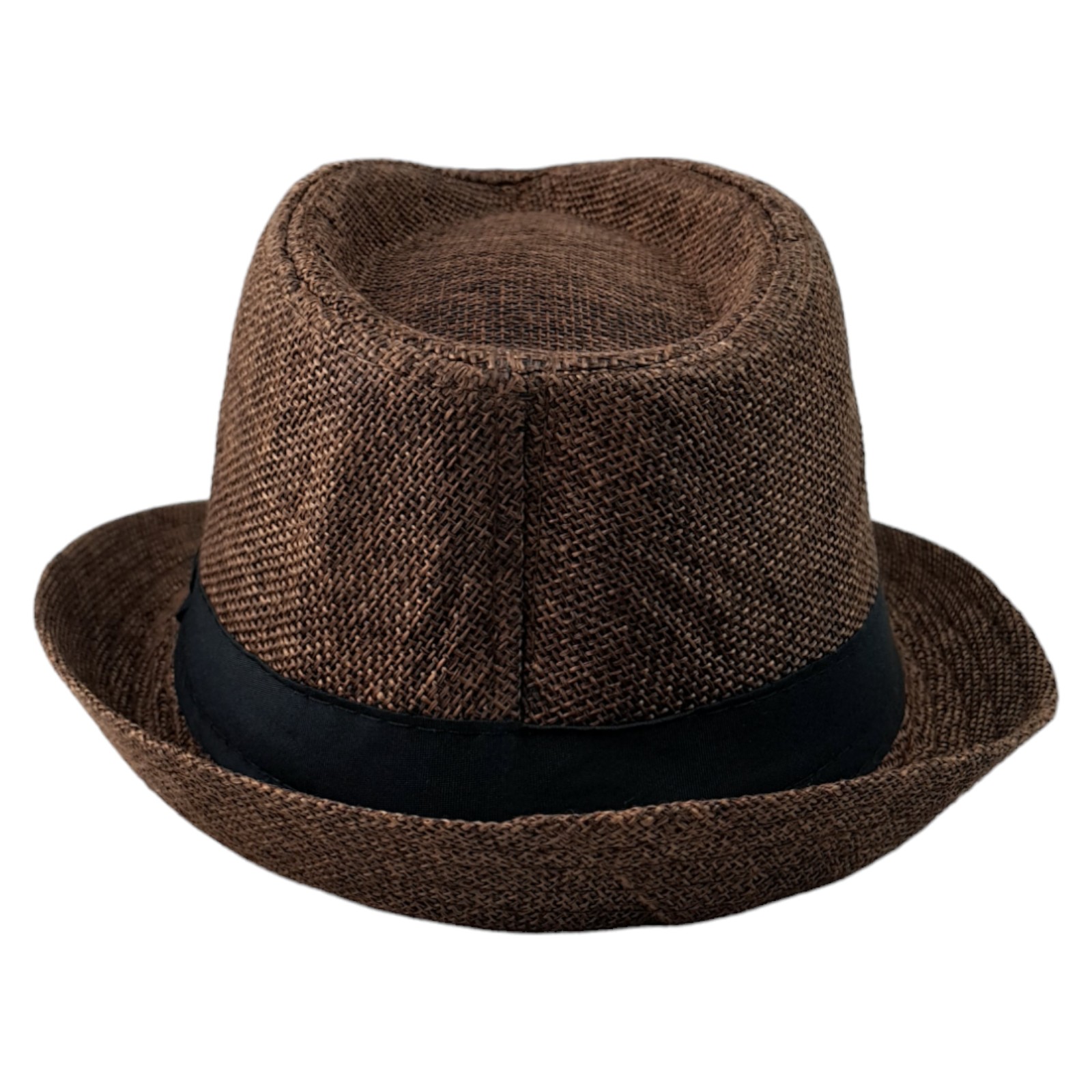 Sombrero para Niños Fedora con Banda, Ala Corta de 5 cm y 10 cm de Altura de Copa, Tela Transpirable Perfecto para Playa, Elegante Protección Solar - Cafe.