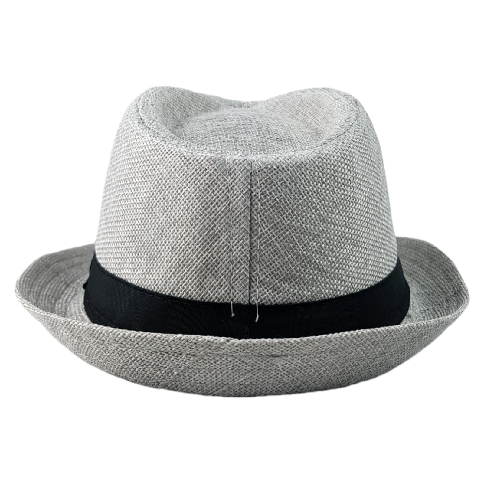 Sombrero para Niños Fedora con Banda, Ala Corta de 5 cm y 10 cm de Altura de Copa, Tela Transpirable Perfecto para Playa, Elegante Protección Solar - Plata.