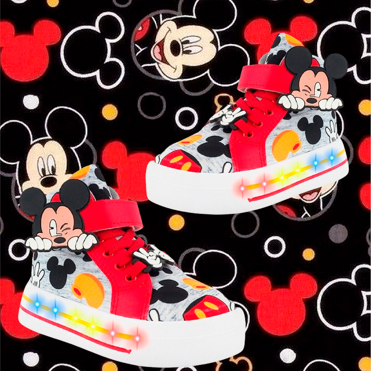 Tenis Micky Ratón Niño Bota Luces Leds Cómodos 2026-RJM.