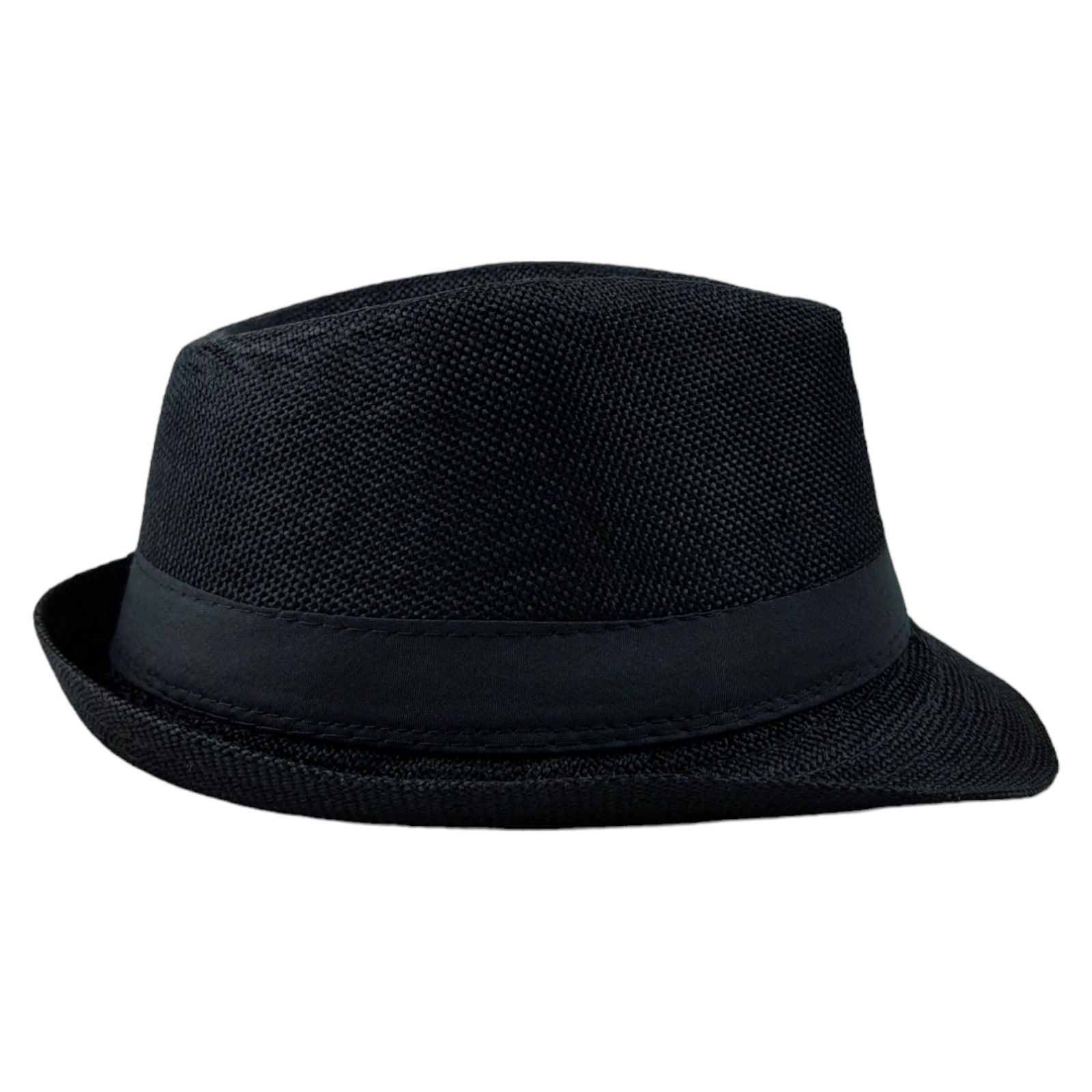 Sombrero para Niños Fedora con Banda, Ala Corta de 5 cm y 10 cm de Altura de Copa, Tela Transpirable Perfecto para Playa, Elegante Protección Solar - Negro.