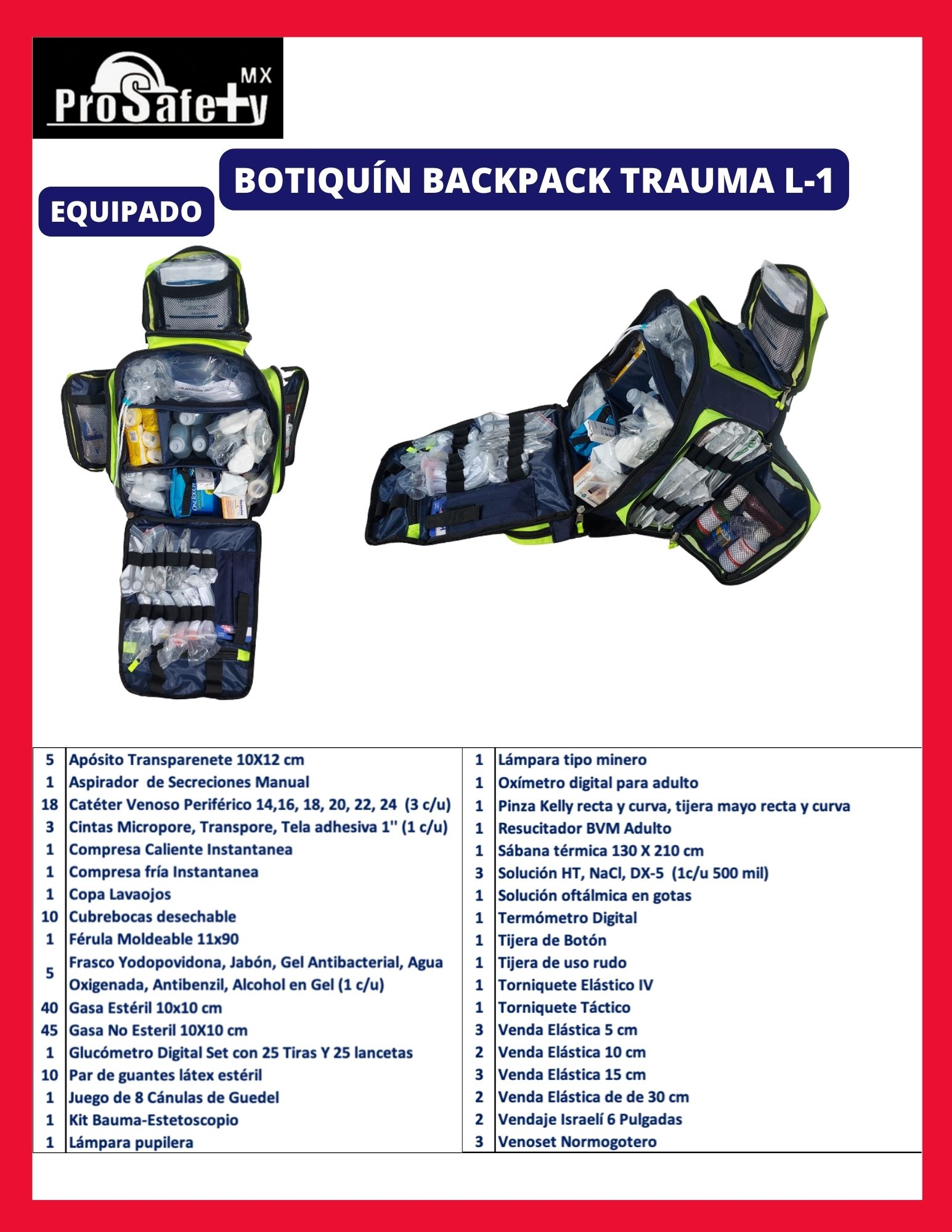Botiquín Trauma Backpck L-1 Equipado