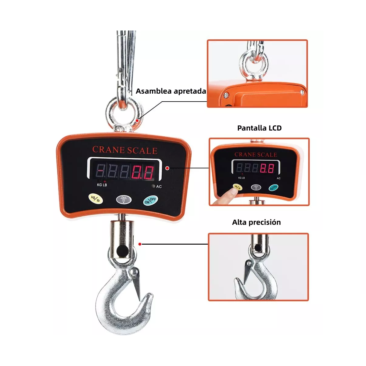 Báscula 500kg Colgante Comercial Digital Recargable