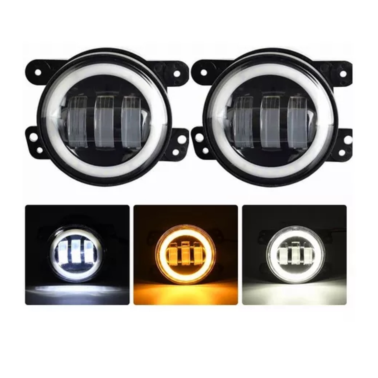 1 Par 4in Faros De Niebla Led Ojos Ángel Para Wrangler Jeep