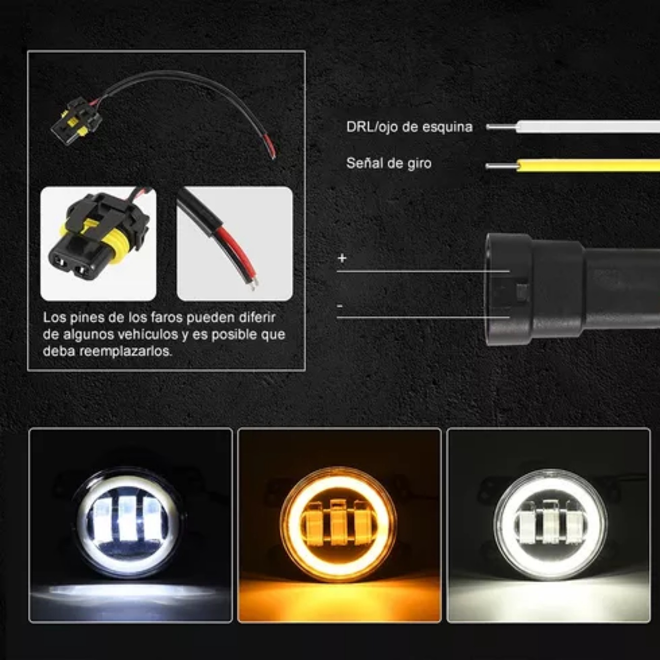 1 Par 4in Faros De Niebla Led Ojos Ángel Para Wrangler Jeep