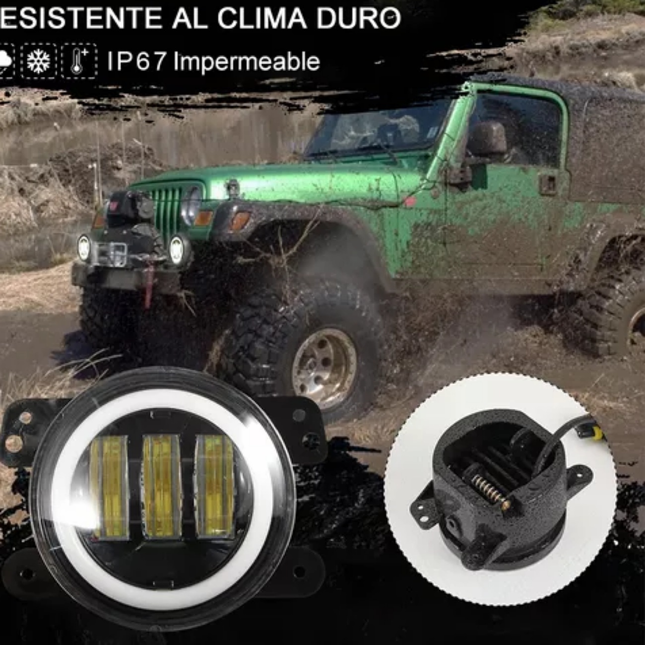 1 Par 4in Faros De Niebla Led Ojos Ángel Para Wrangler Jeep