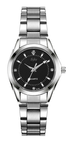 Reloj Mujer Acero Inoxidable Elegante Metal Contra Agua Cx Color de la correa Negro